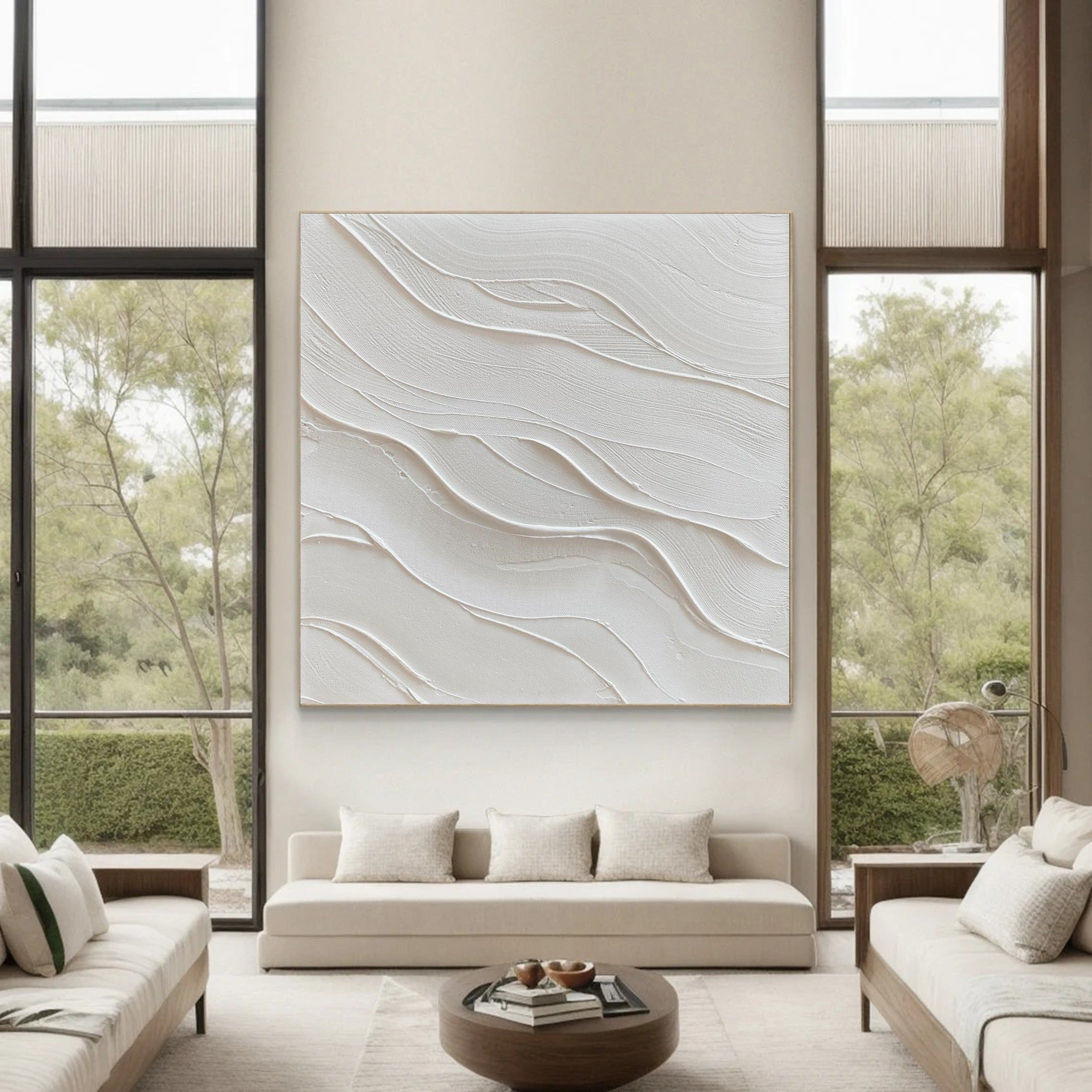 White Minimalist Textured Wall Art for Modern Homes Decor #AB005