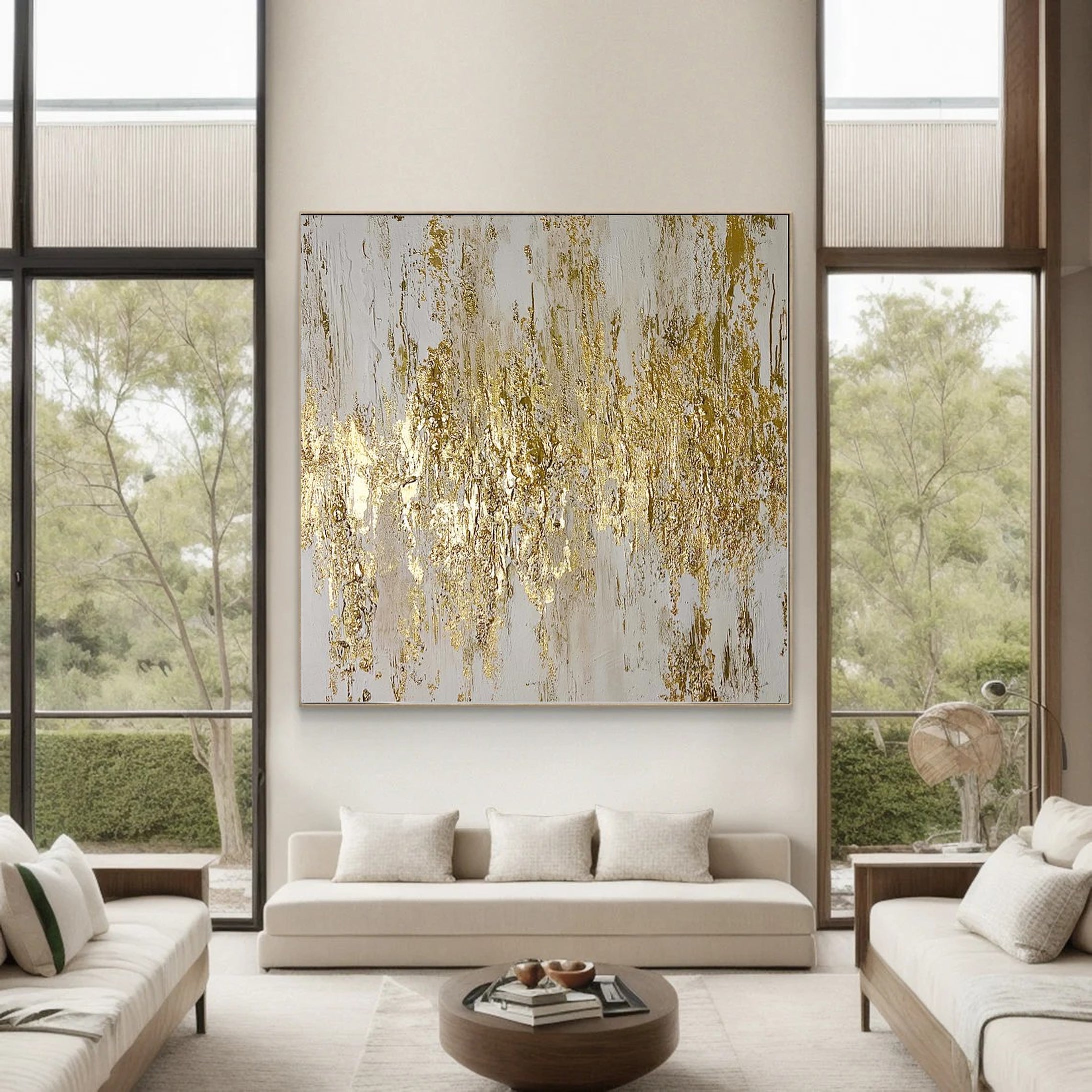 Handcrafted Gold Abstract Canvas For Home Decor #AB007