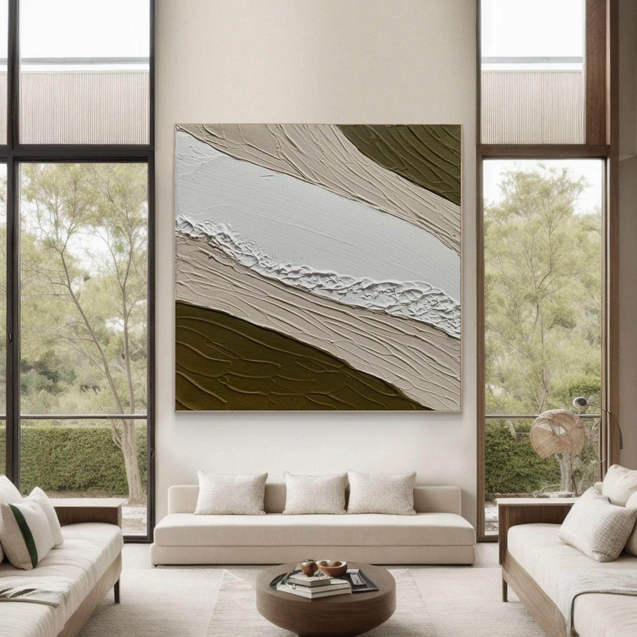 Elegant Plaster Art Canvas Minimalist and Textured for Contemporary Interiors #AB004