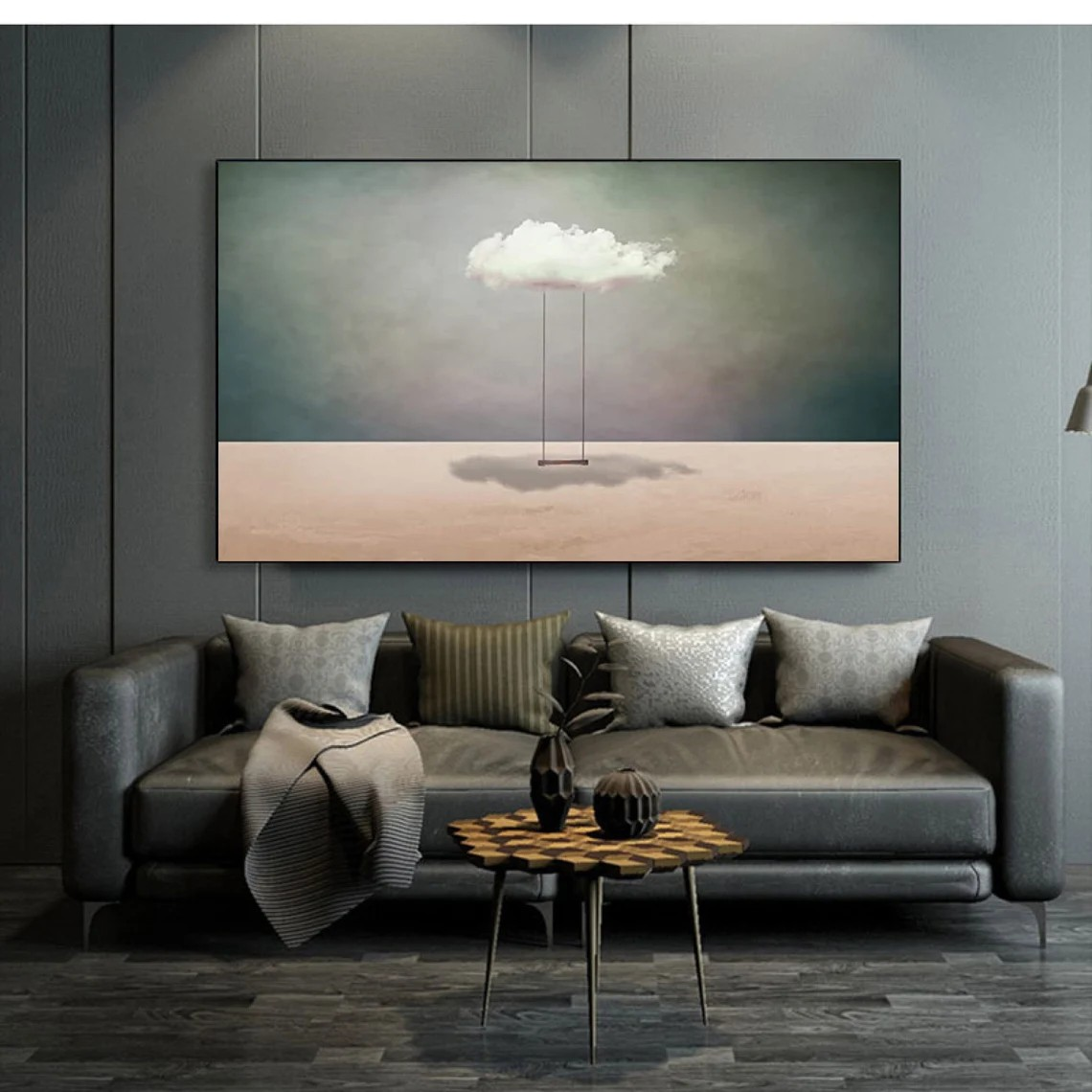 Surreal Cloud Swing Landscape Minimalist Modern Wall Art #SP016