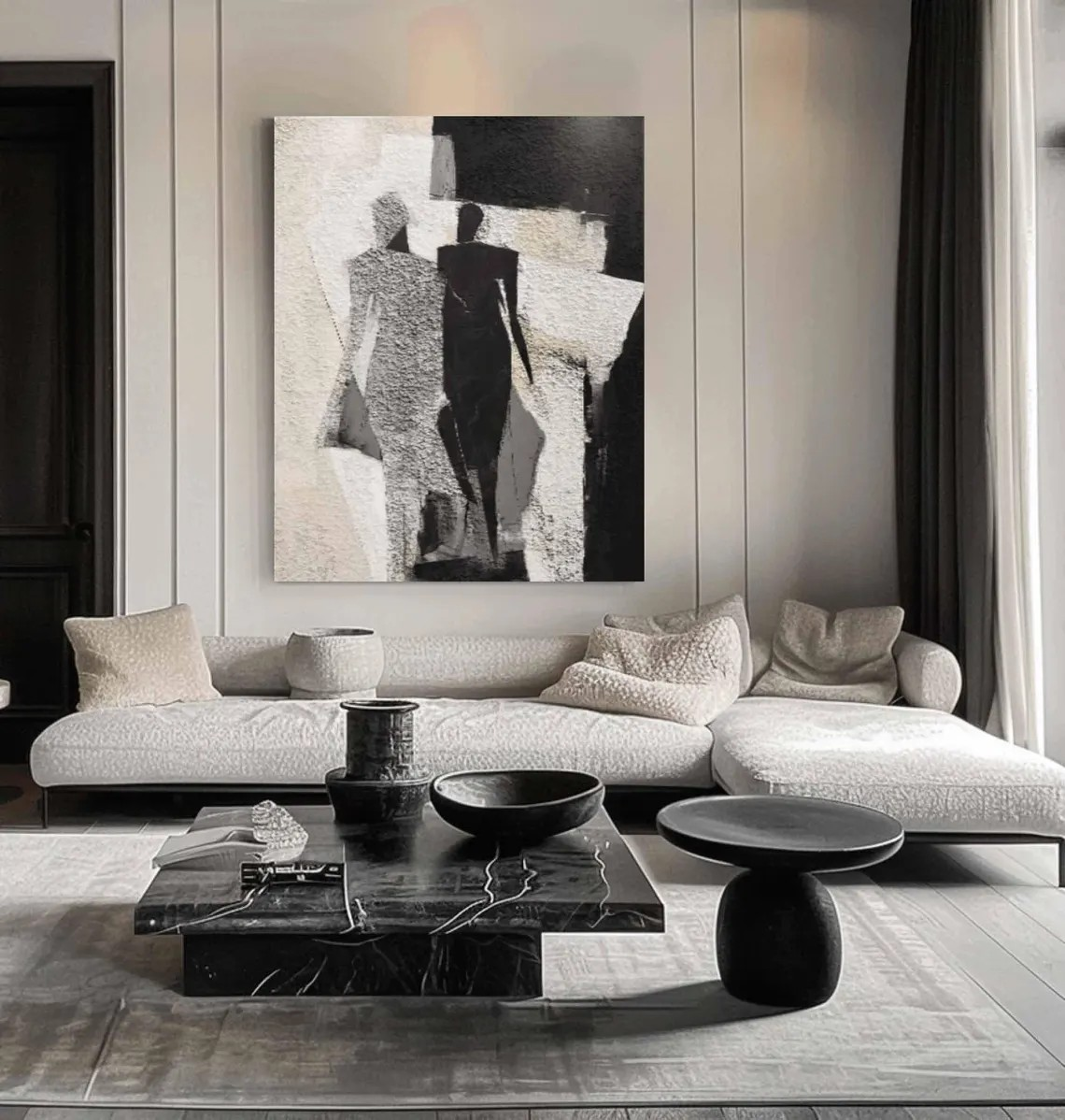 Black and White Modern Abstract Figure Wall Art #MM220