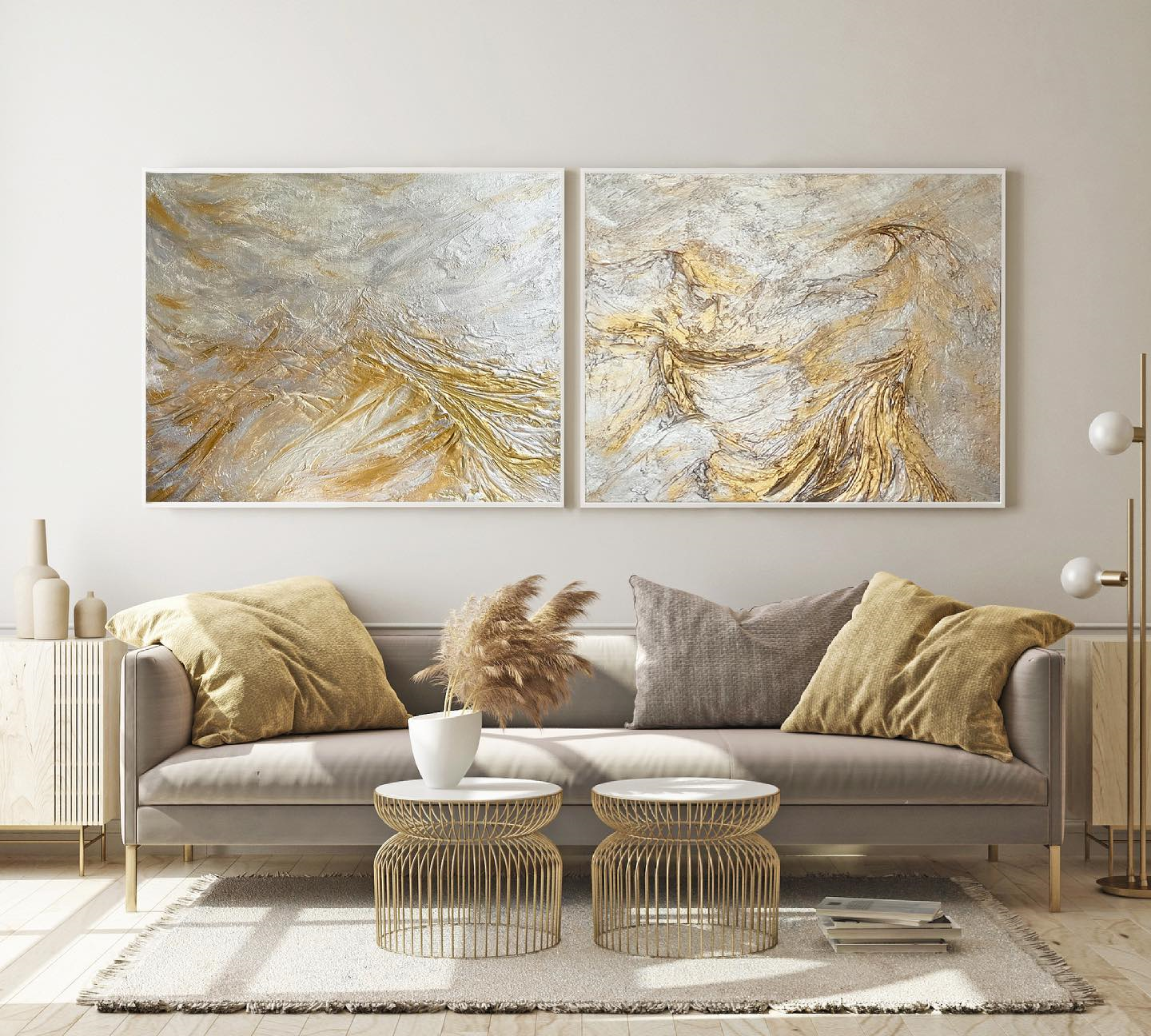 Gold and Gray Abstract Art Set