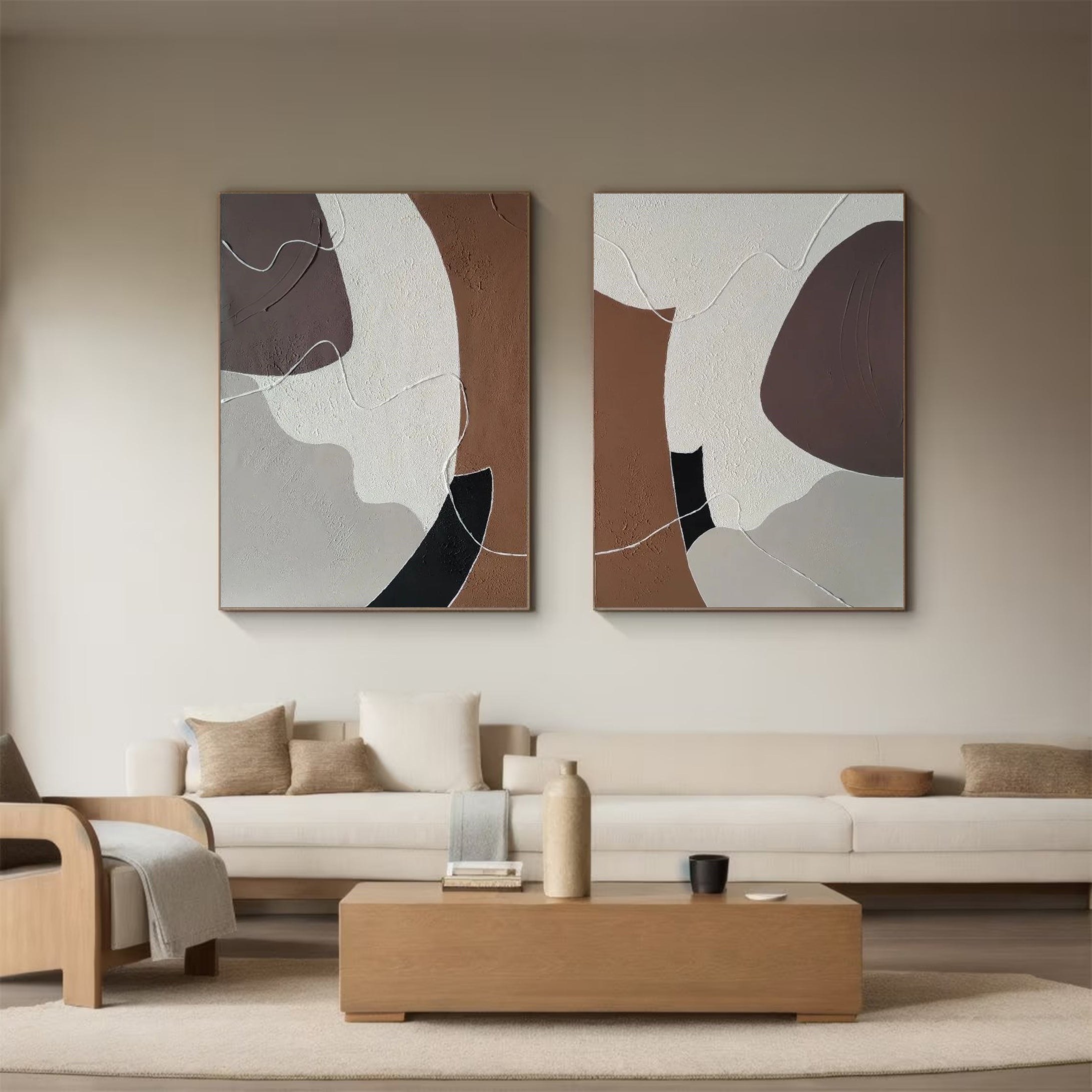 Modern Abstract Art Diptych Elegant Wall Decor #MMS031