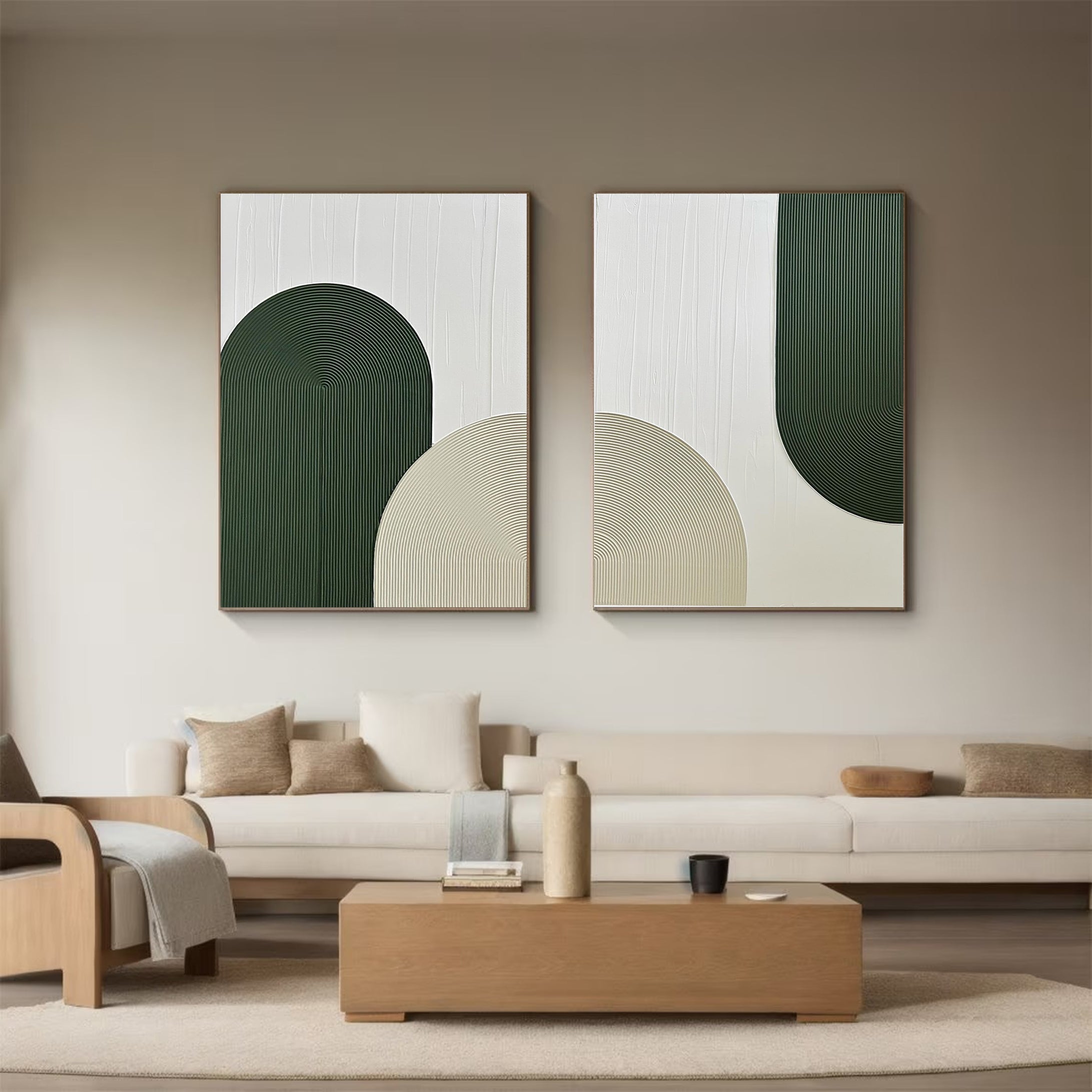 Minimalist Green Arc Wall Art Elegant Home Decor #MMS045