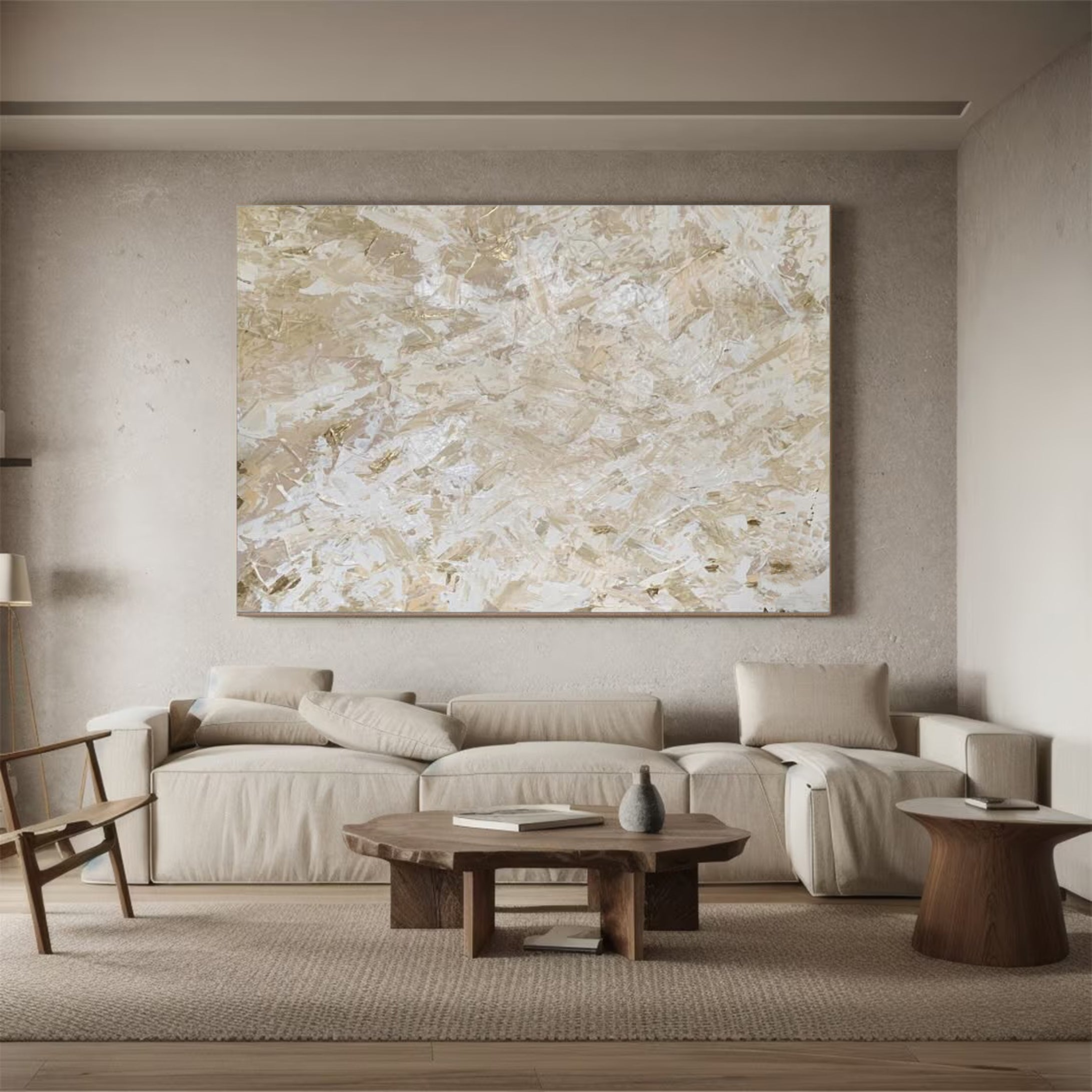 Large Neutral Abstract Wall Art Minimalist Design #AB011