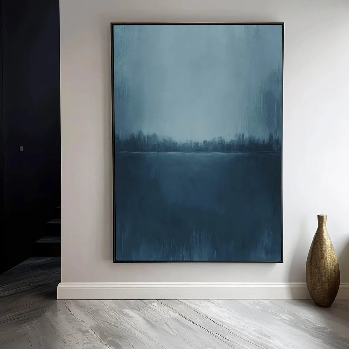 Misty Blue Tonalist Landscape Abstract Atmospheric Painting #MM236