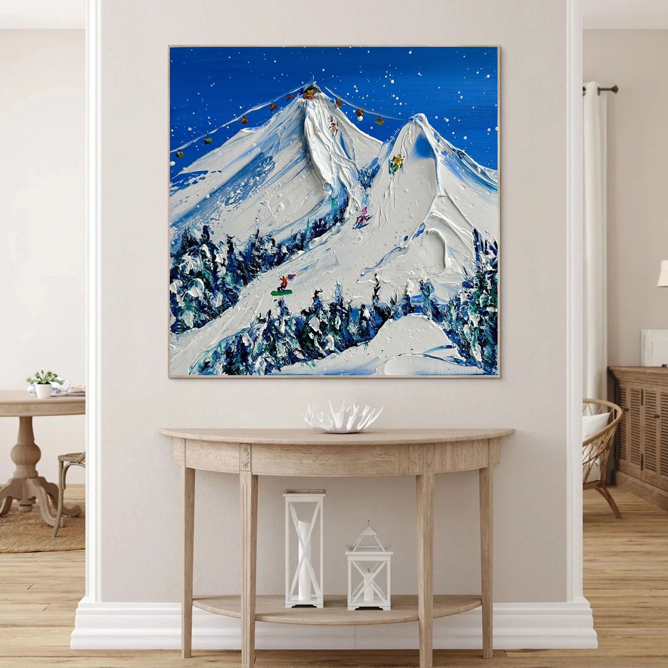 Elegant Skiing Landscape Painting for Stylish Rooms #SPA001