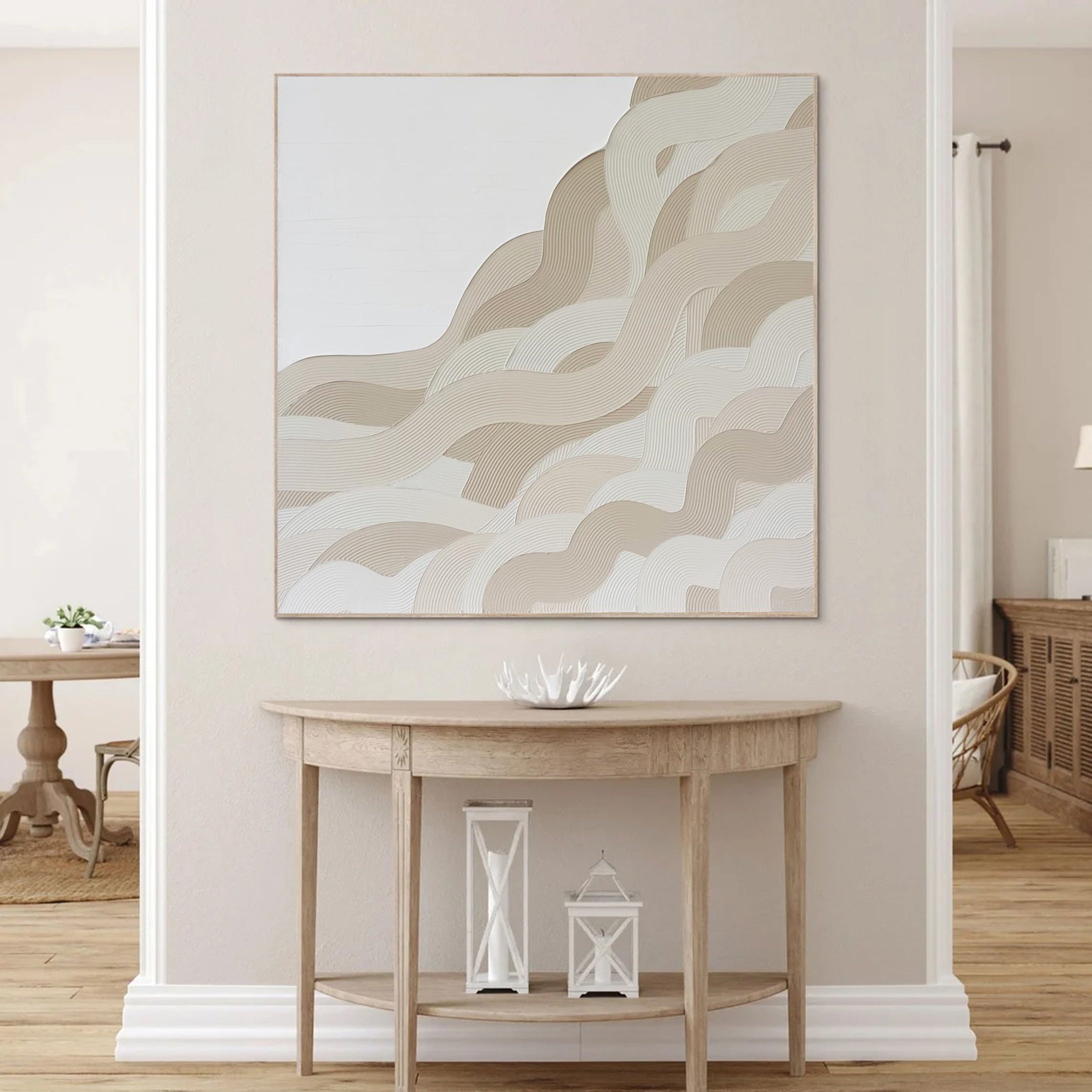 Elegant Wavy Lines Artwork Minimalist Canvas for Contemporary Interiors #AB001