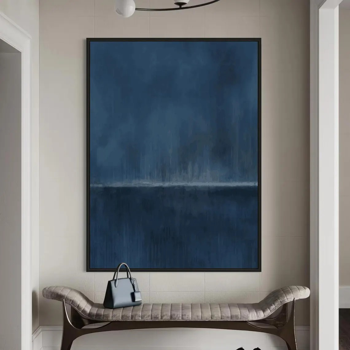 Tranquil Blue Textured Minimalist Modern Wall Art #MM215