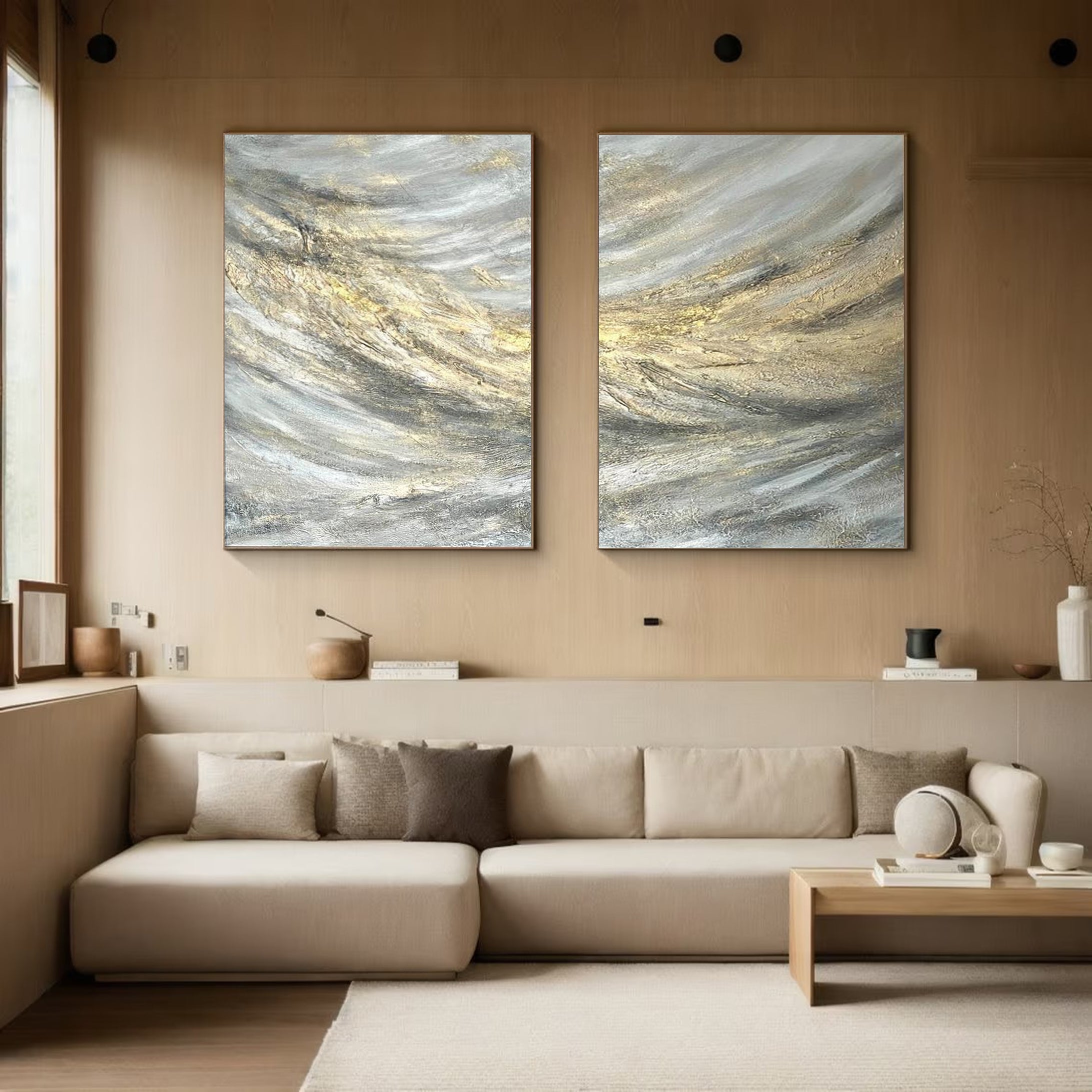 Golden Rush Large Abstract Painting For Wall #MMS041