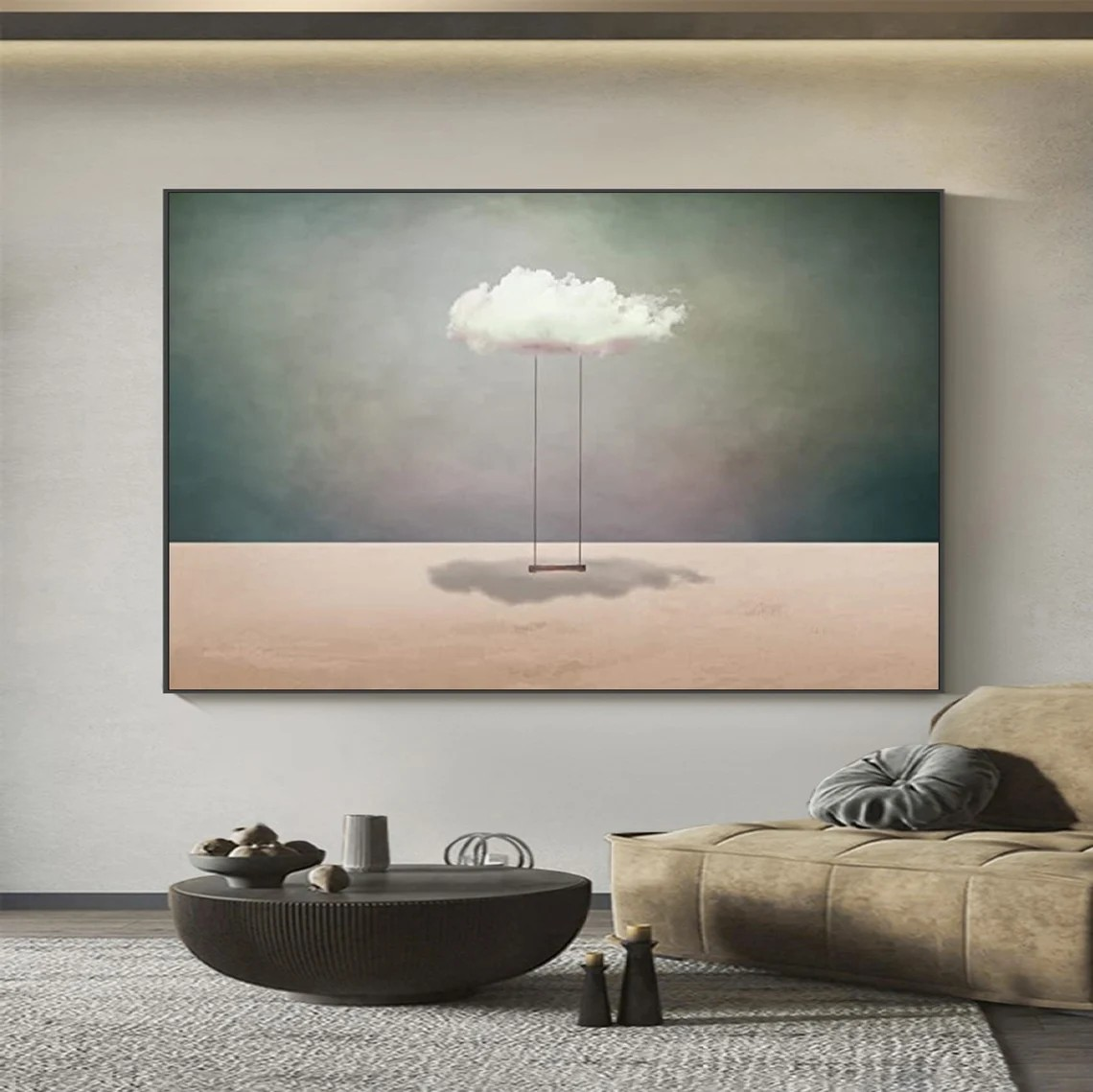 Surreal Cloud Swing Landscape Minimalist Modern Wall Art #SP016