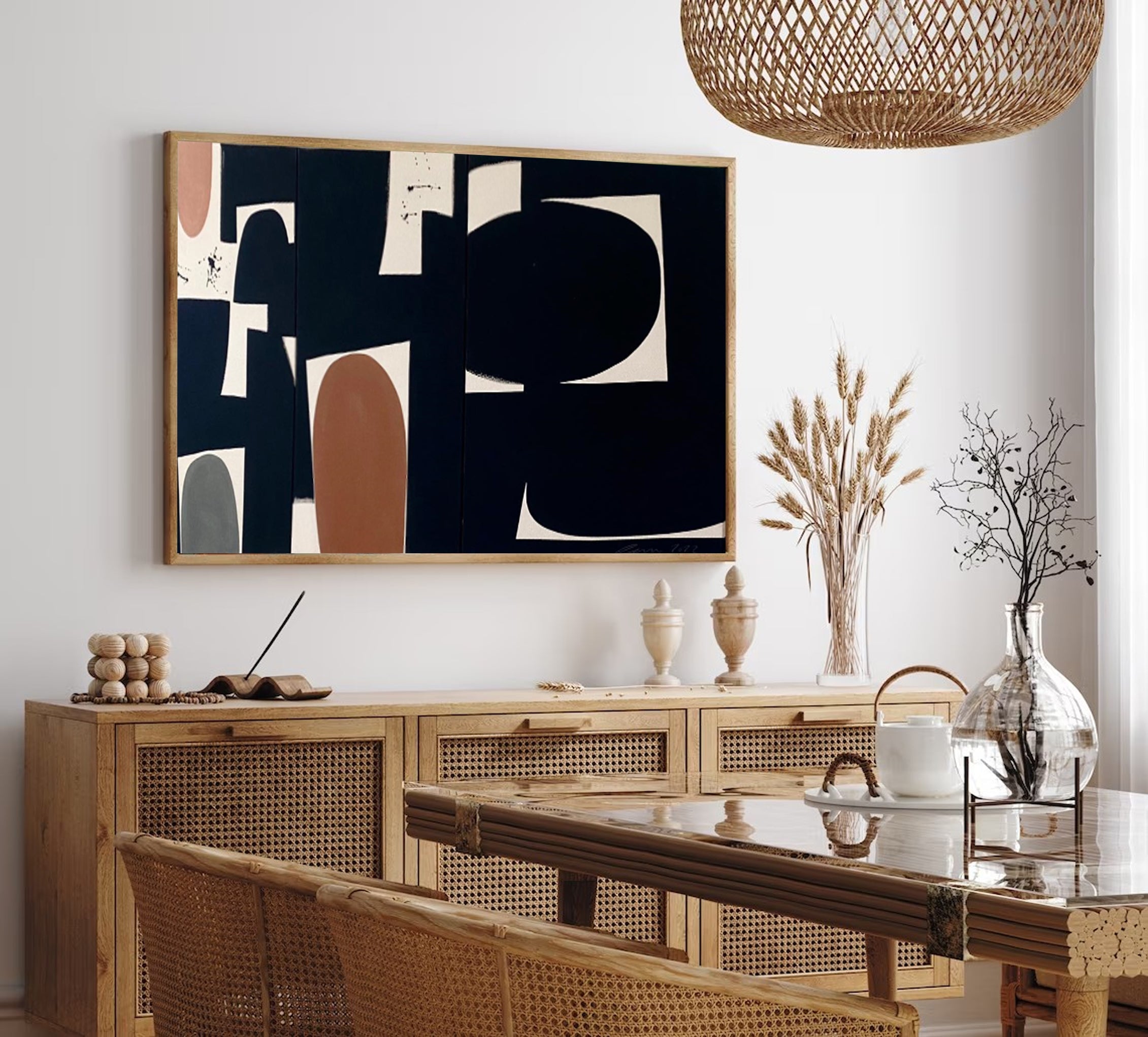 Modern Dining Room Art Abstract Geometric Oil Painting #MM036