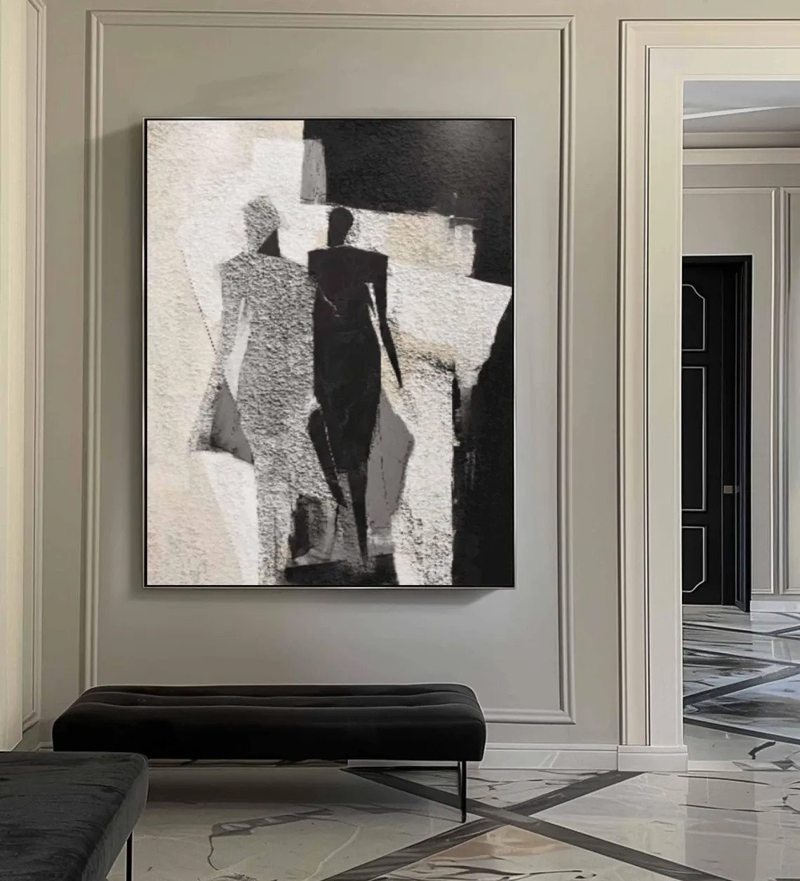 Black and White Modern Abstract Figure Wall Art #MM220