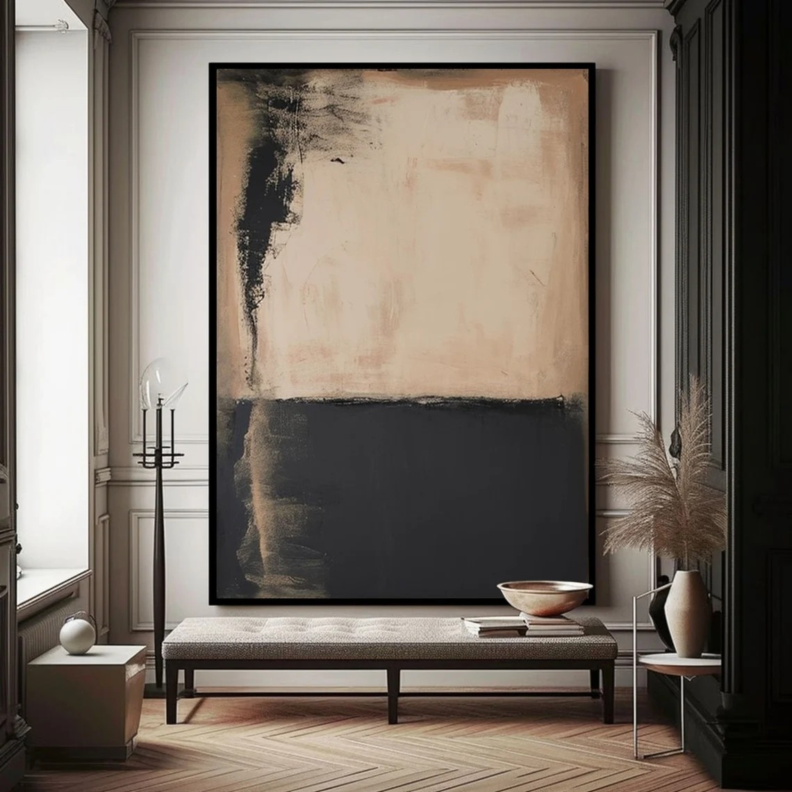 Contrasting Minimalist Textured Abstract Modern Wall Art #MM248