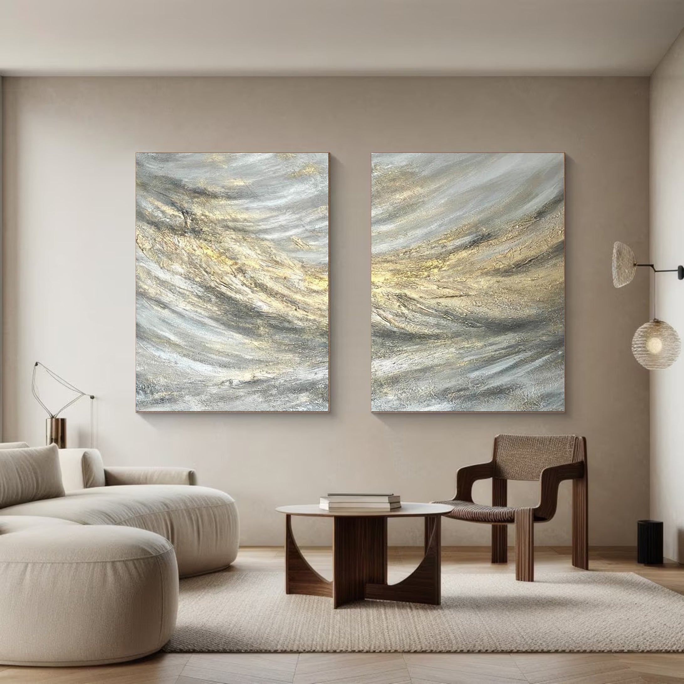 Golden Rush Large Abstract Painting For Wall #MMS041