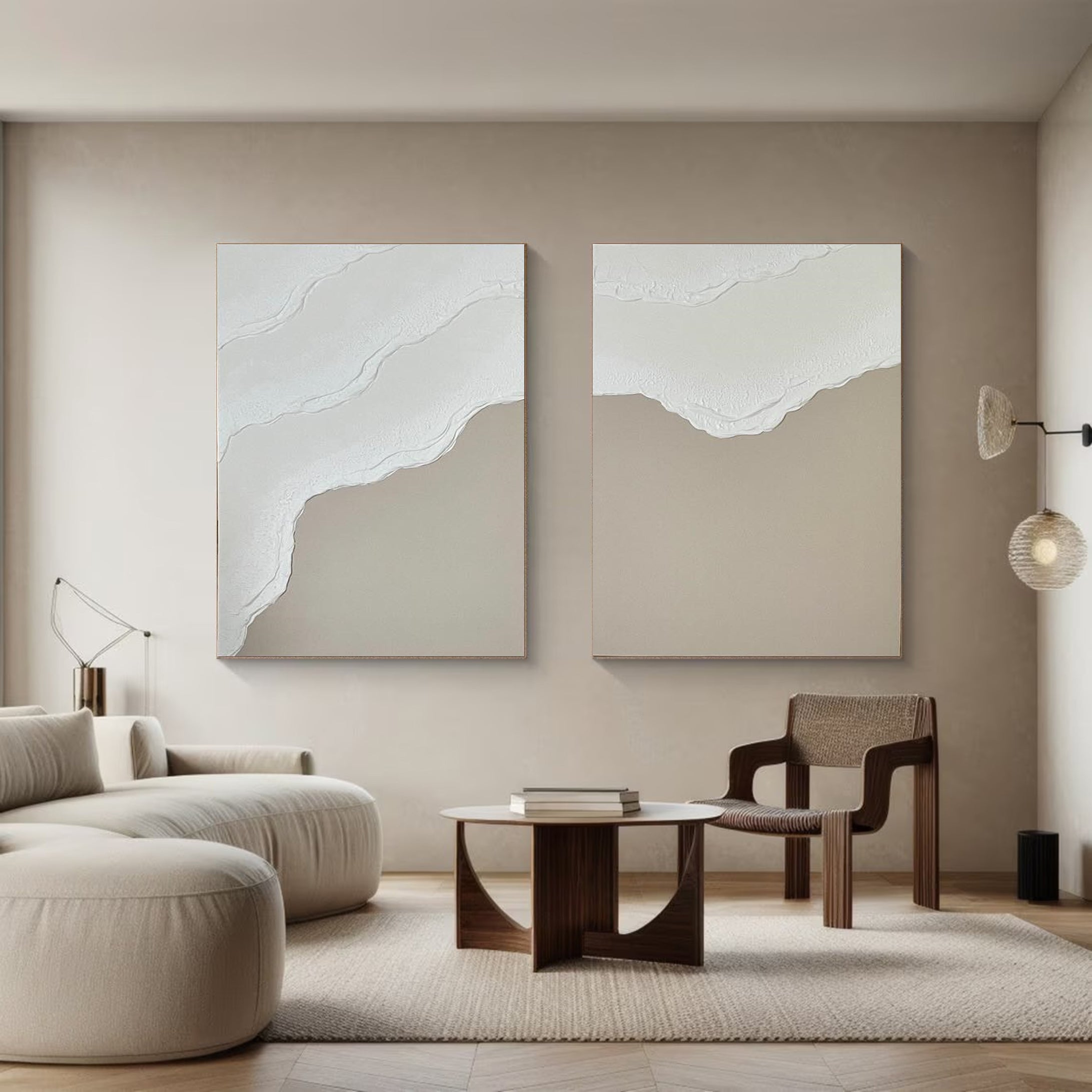 Elegant Abstract Wall Art Set Minimalist Bedroom Decor #MMS017