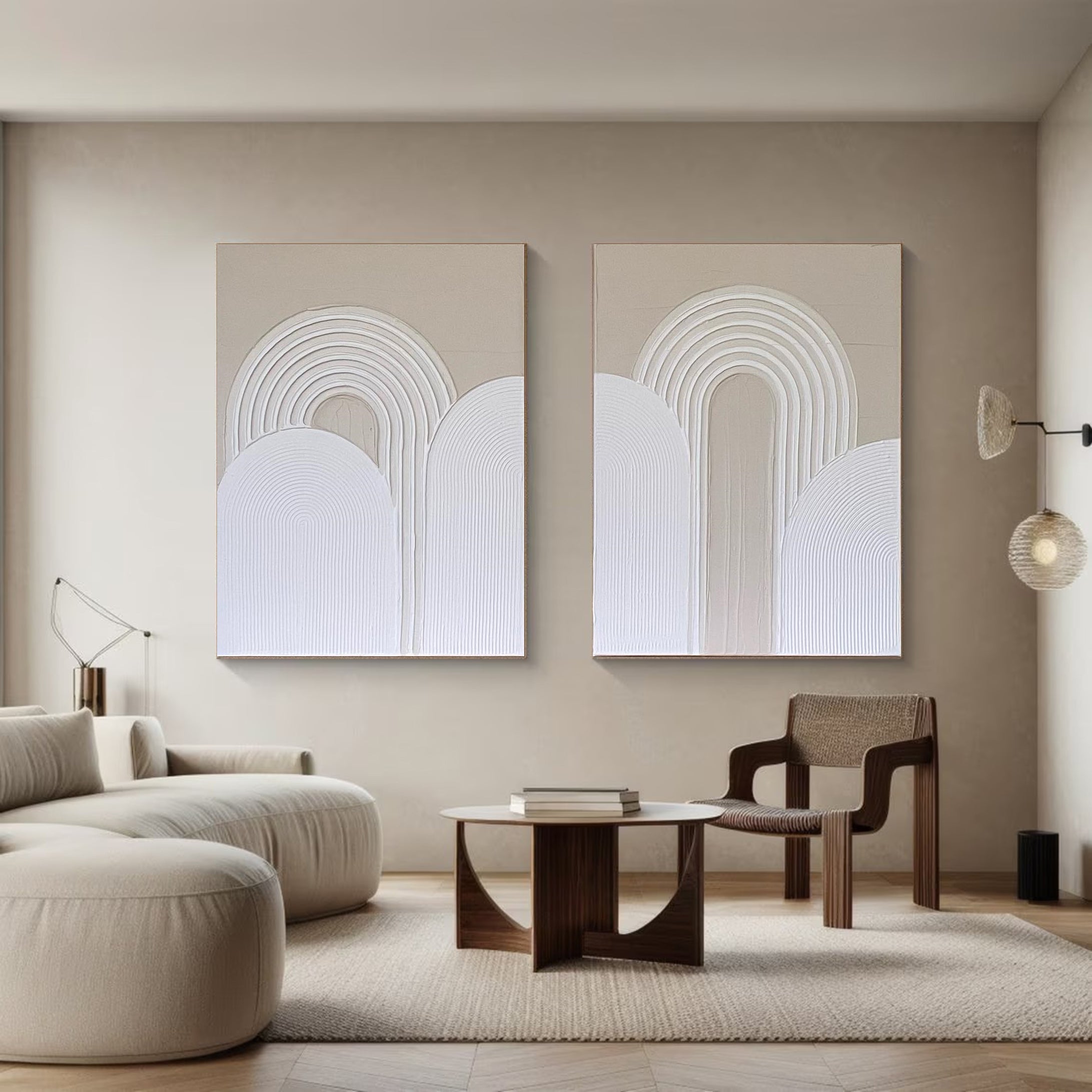 Modern Circular Motifs Wall Art Chic Neutral Tones #MMS049