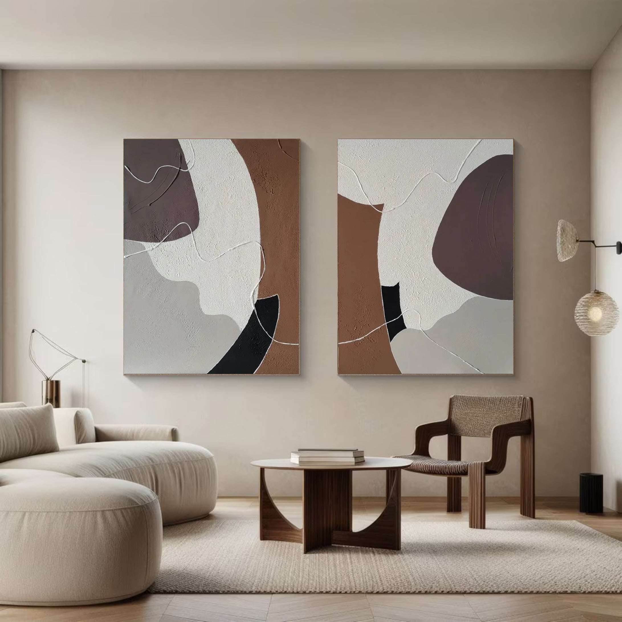 Modern Abstract Art Diptych Elegant Wall Decor #MMS031