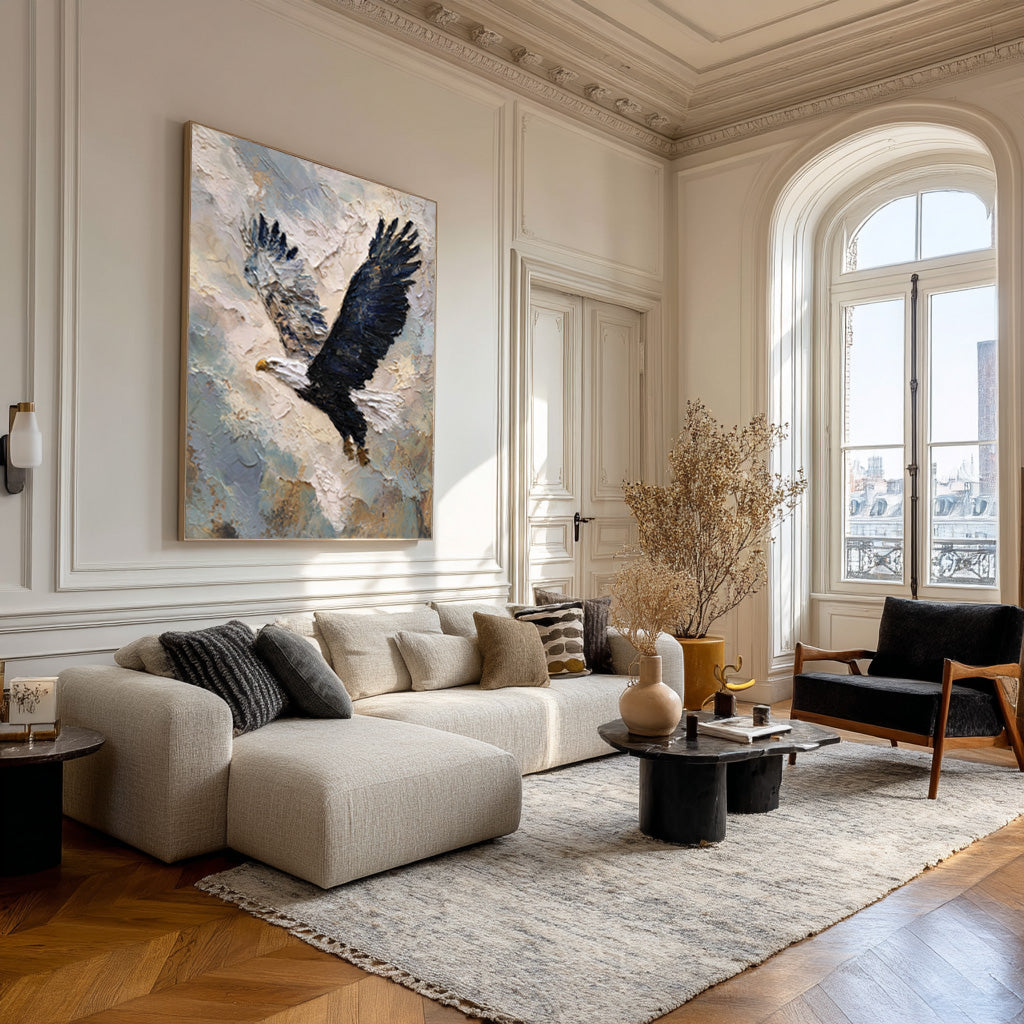 Textured Animal Art - Eagle Flight Abstract Painting #AG 052
