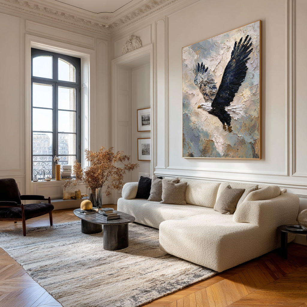 Textured Animal Art - Eagle Flight Abstract Painting #AG 052