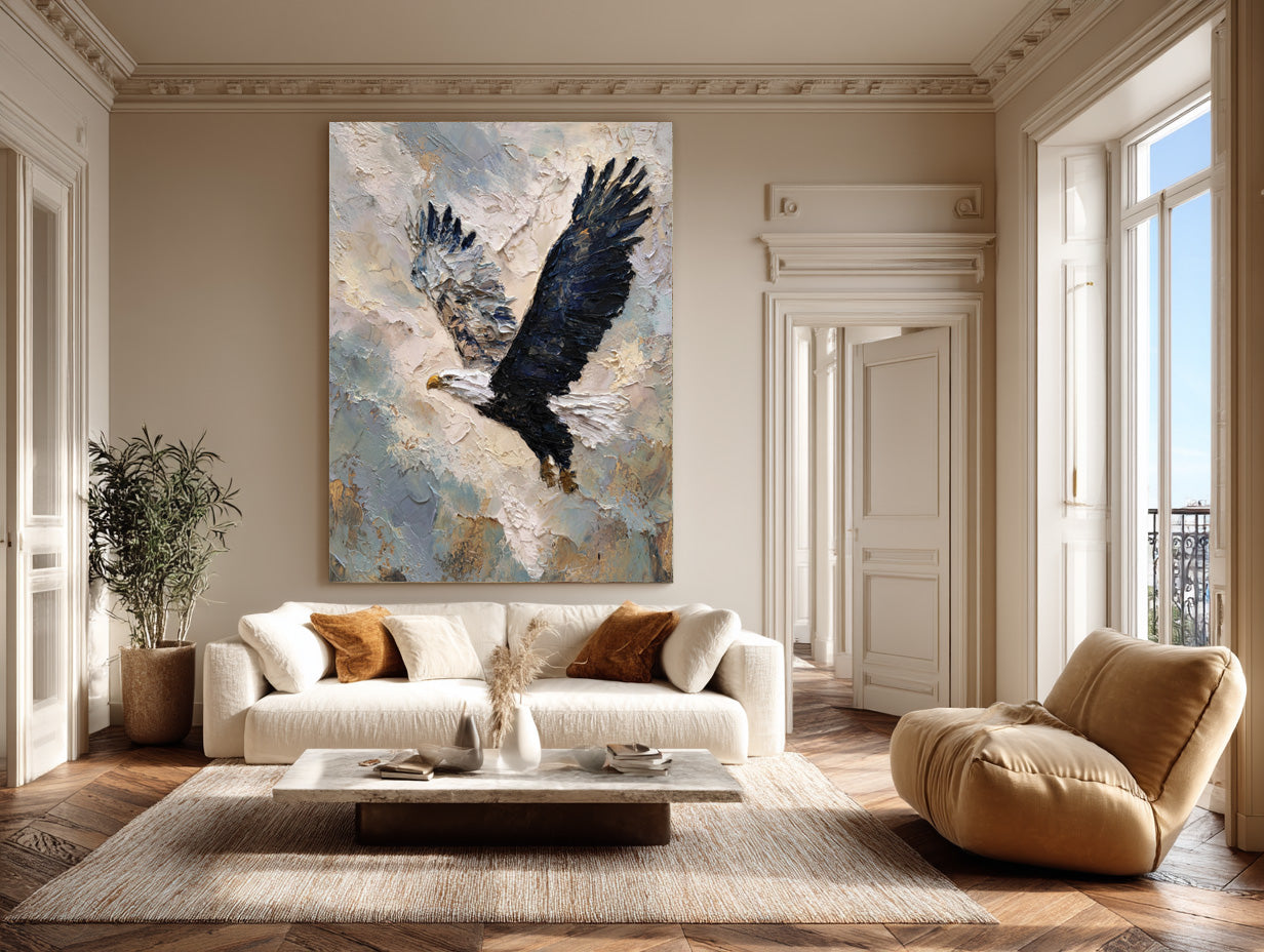 Textured Animal Art - Eagle Flight Abstract Painting #AG 052
