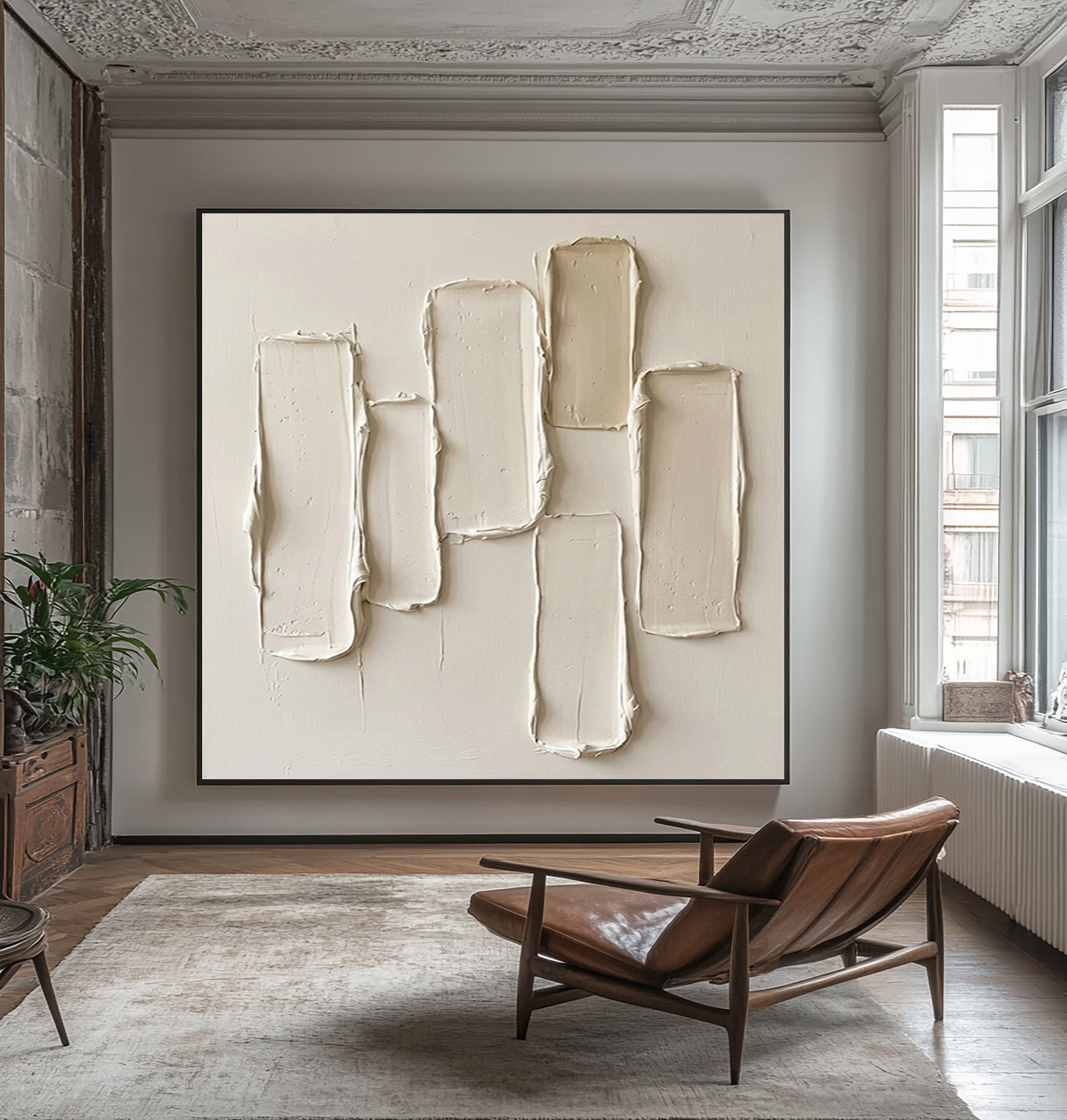 Large Architectural Textured Wall Art Contemporary Minimalist Neutral Painting