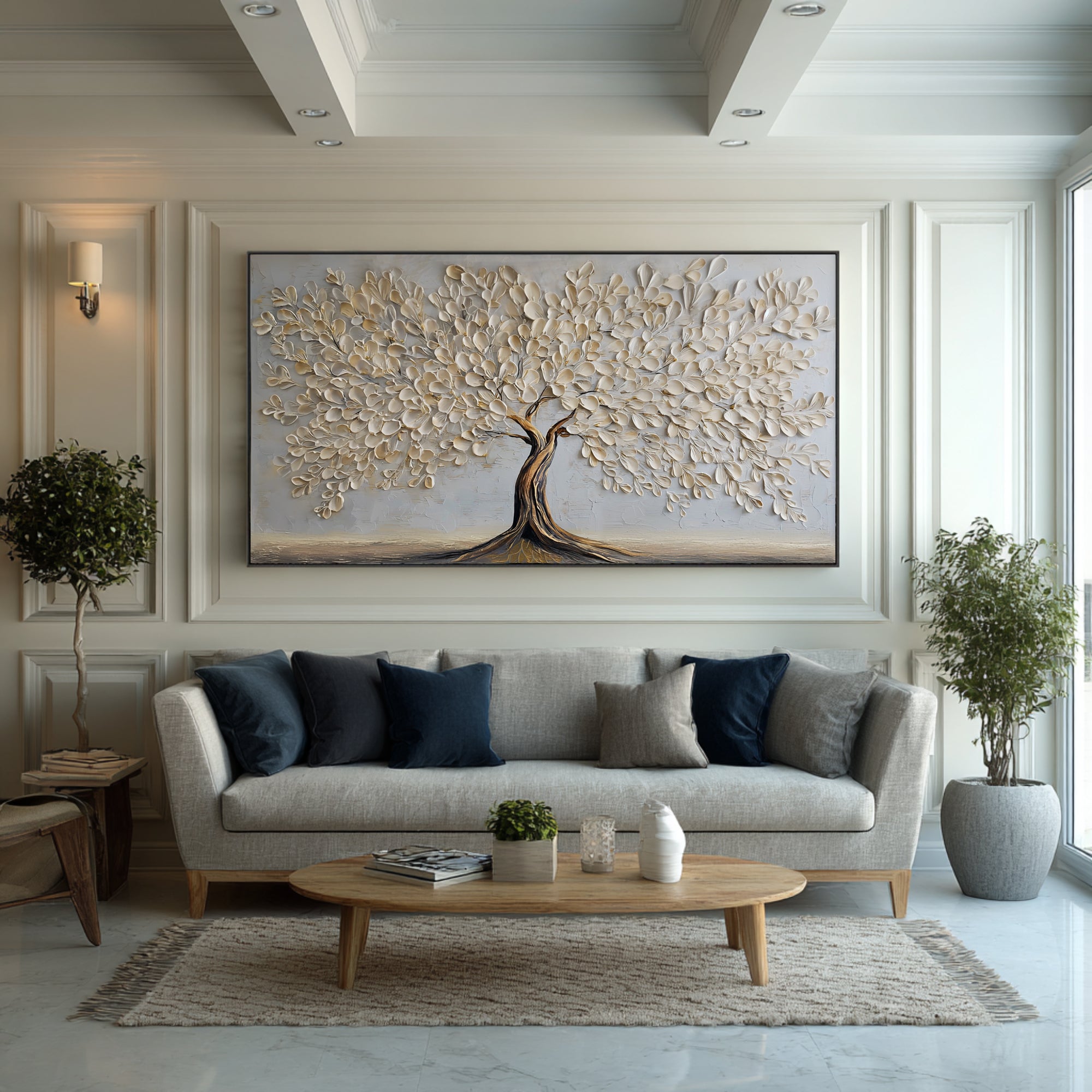Elegant Textured Tree Painting - Ready to Hang Canvas Art #AG 067