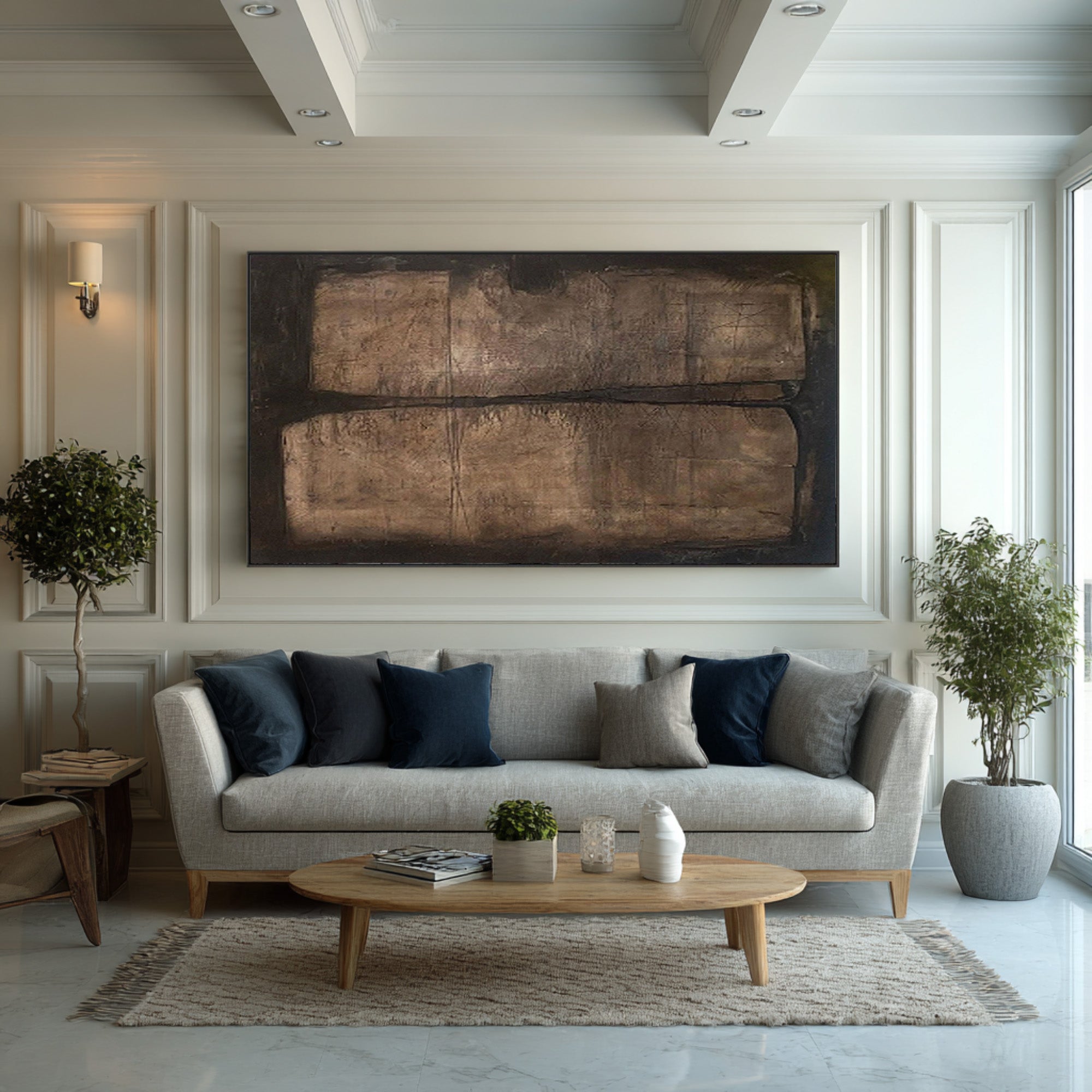 Modern Geometric Abstract Art Brown #AG 079
