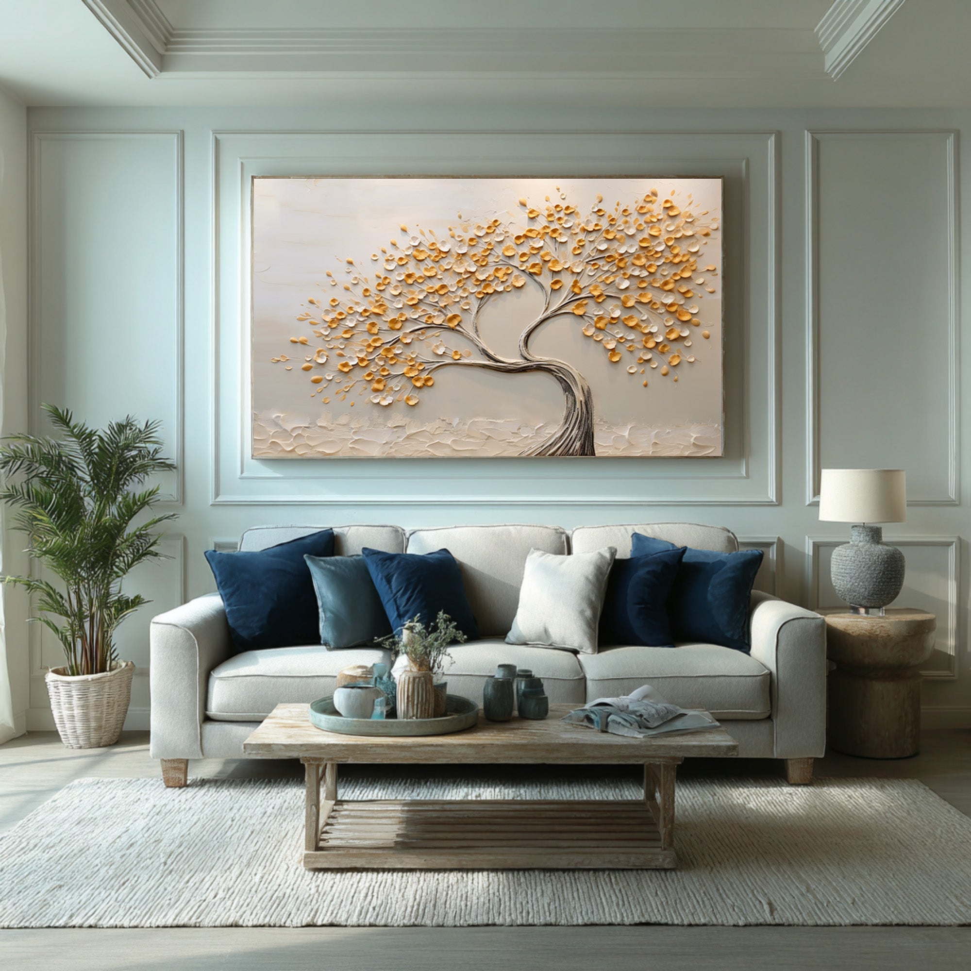 Dimensional Tree Painting Golden Leaves Modern Gallery #AG 093