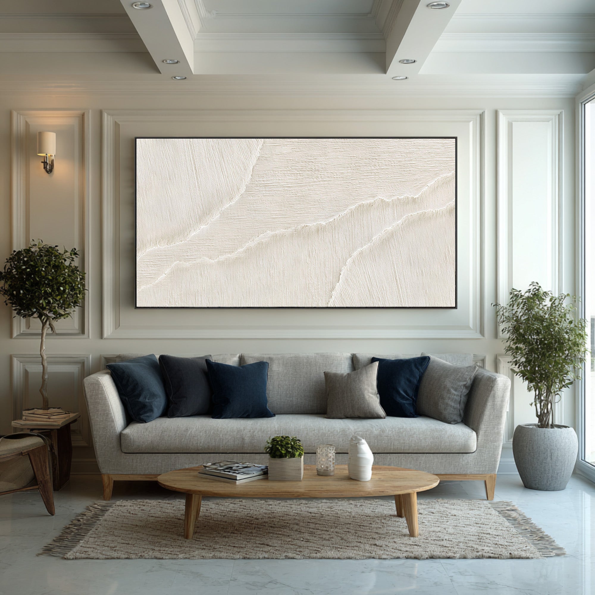 Neutral Tone Ocean Wave Painting - Large Minimalist Canvas#AG 070