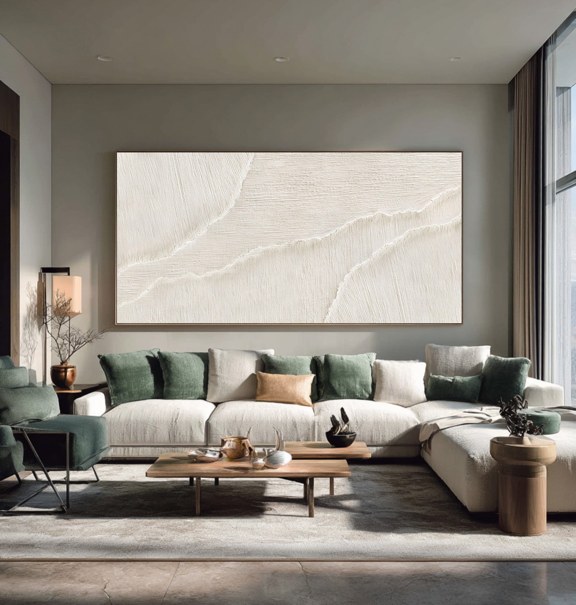 Neutral Tone Ocean Wave Painting - Large Minimalist Canvas#AG 070