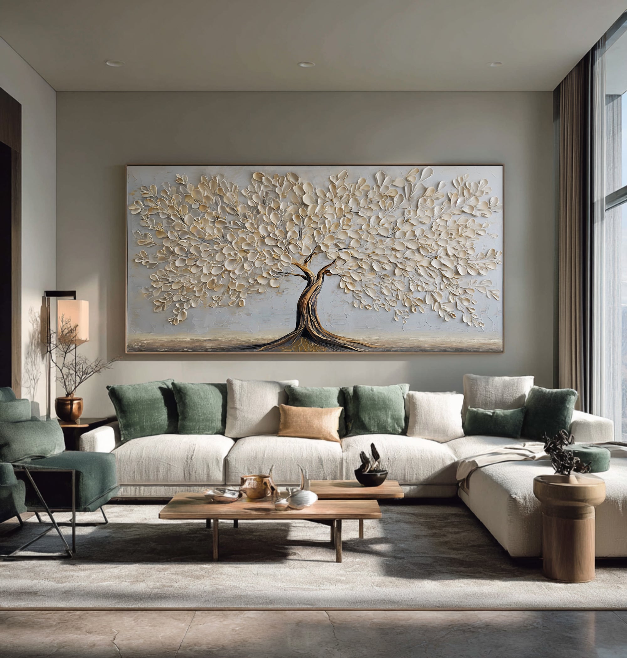 Elegant Textured Tree Painting - Ready to Hang Canvas Art #AG 067