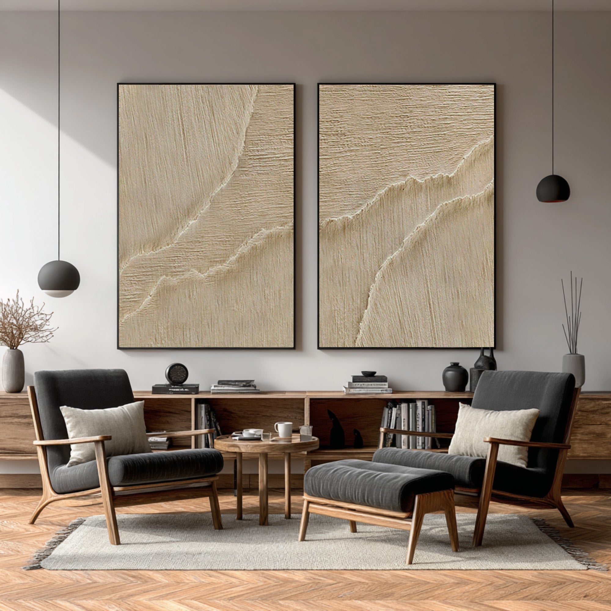 Textured Earth Tone Abstract Diptych #AG 074