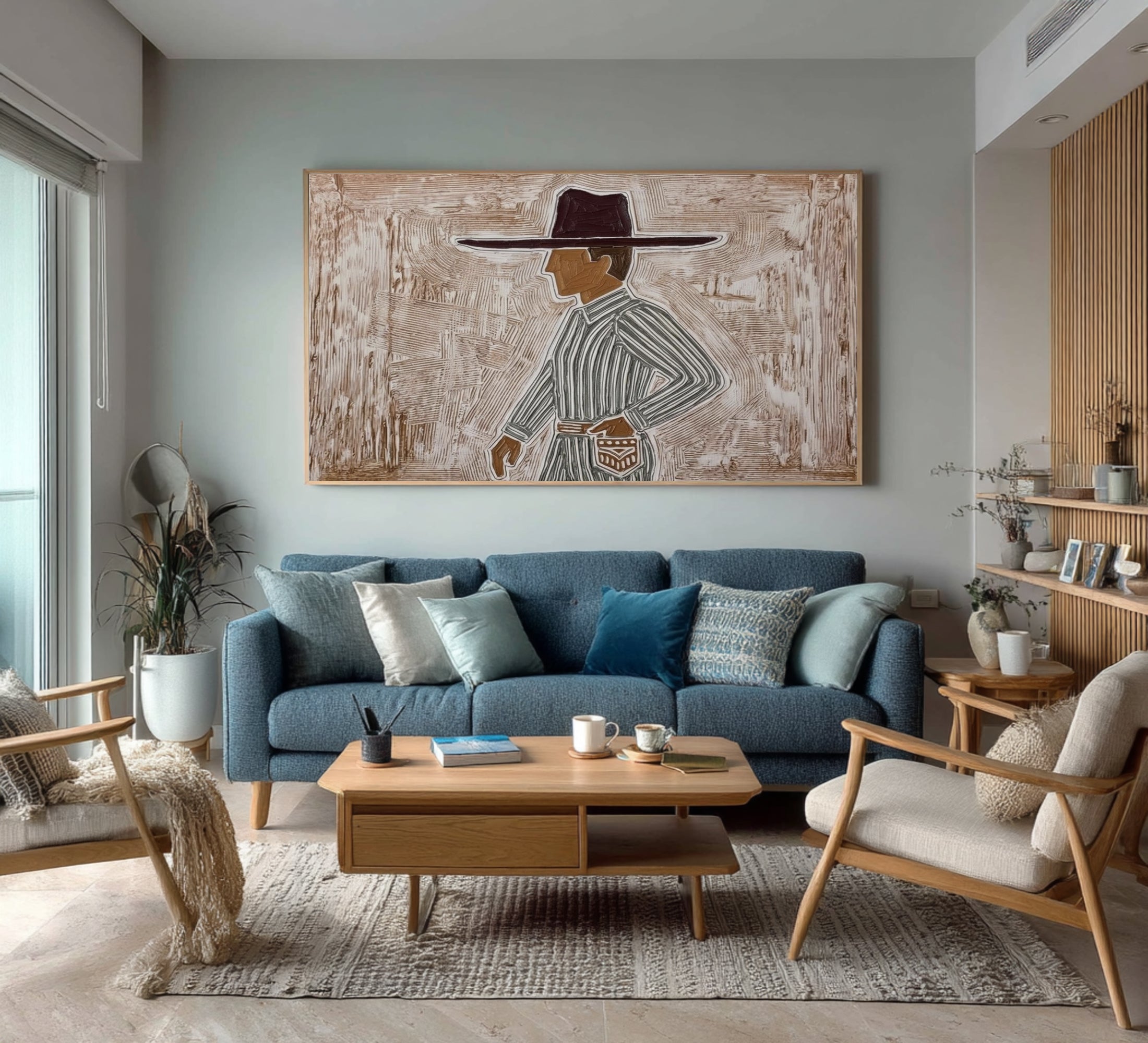 Minimalist Fashion Portrait Artwork Contemporary Neutral Wall Painting
