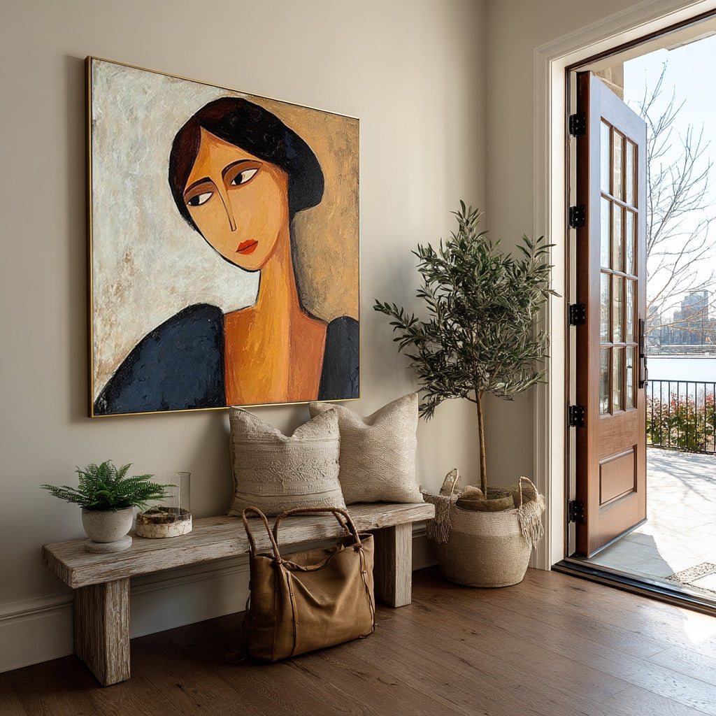Modern Expressionist Portrait Bold Colors Canvas #AG 088