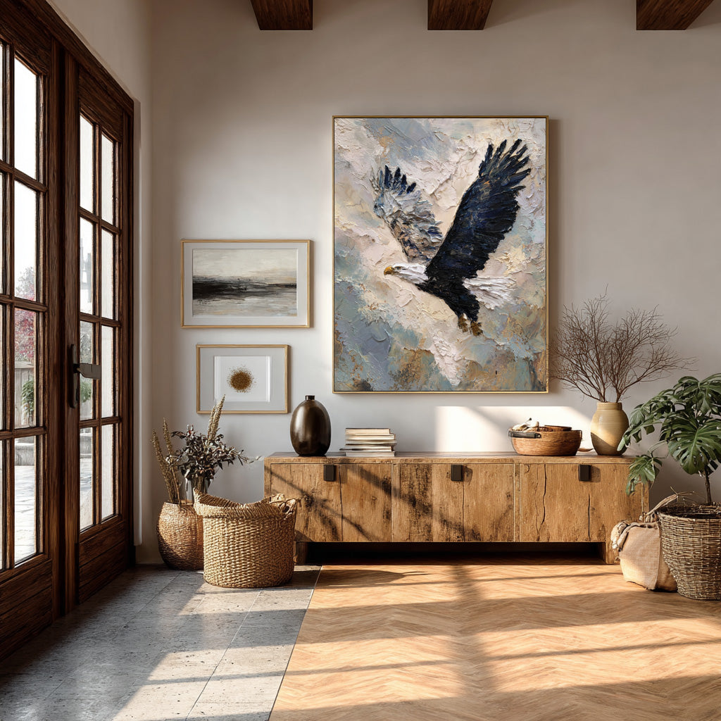 Textured Animal Art - Eagle Flight Abstract Painting #AG 052