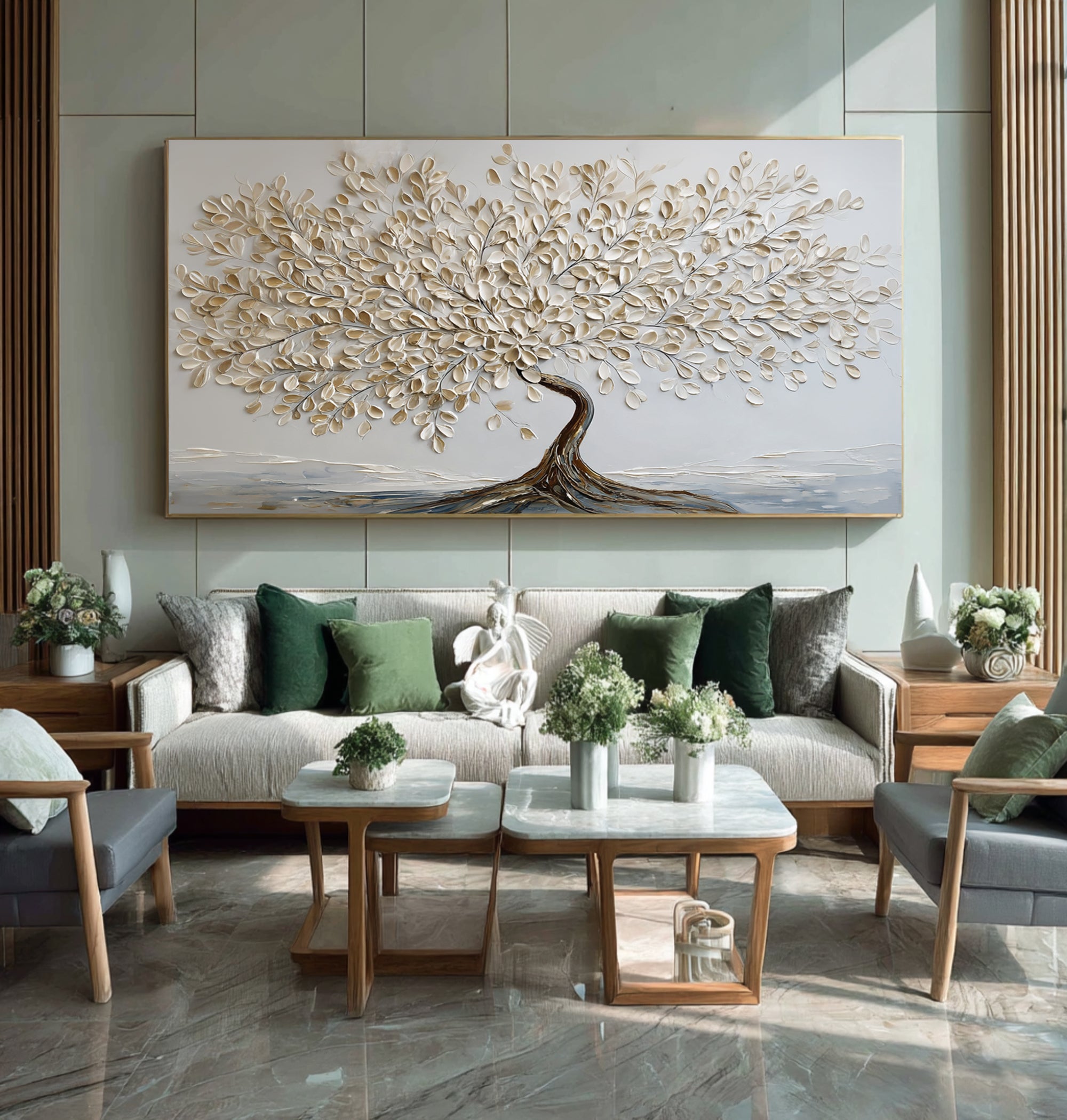 Abstract Textured Tree Oil Painting - Hand-Painted Wall Decor #AG 066