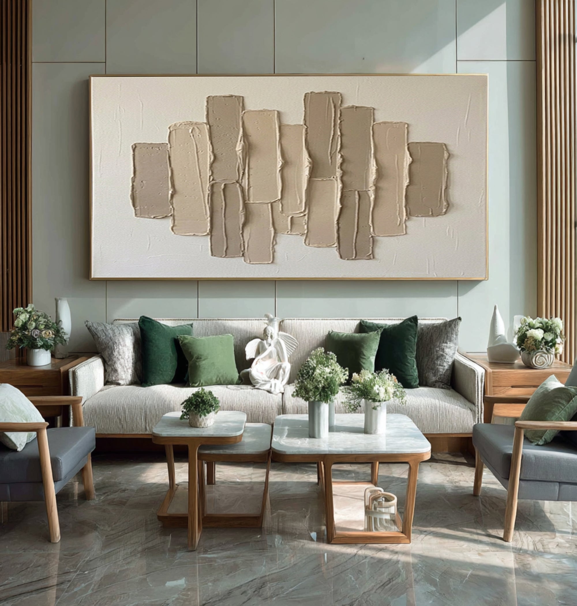Large Skyline Inspired Textured Wall Art Neutral Contemporary Canvas