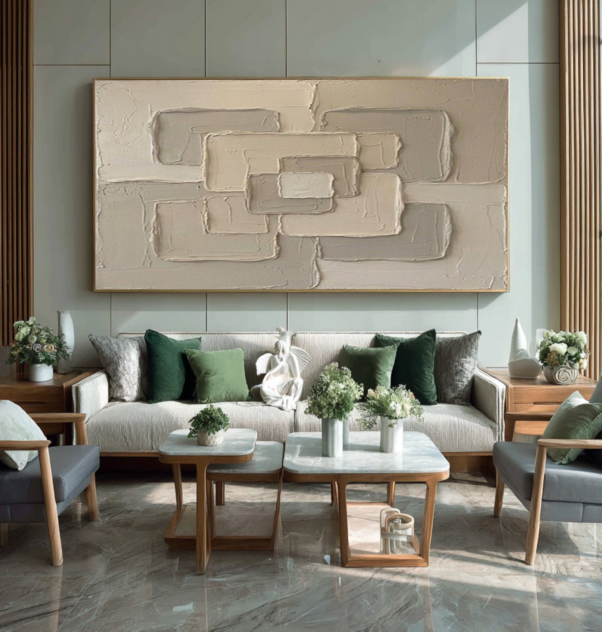 Large Neutral Abstract Texture Wall Art Hand Painted Modern Canvas