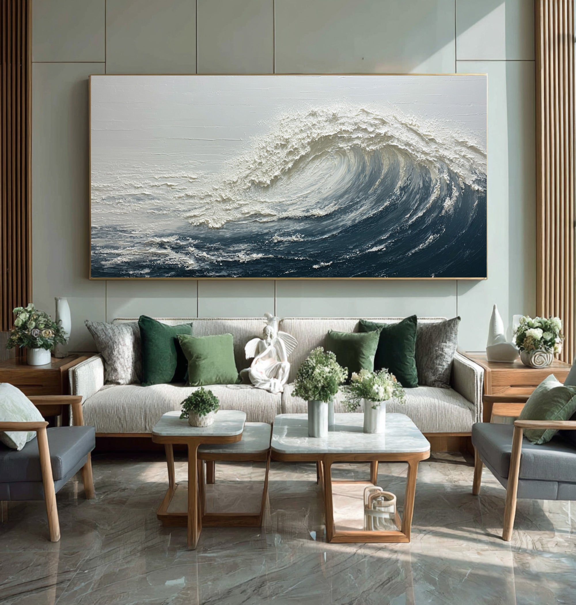 Textured Ocean Wave Painting - Abstract Seascape Art #AG 062