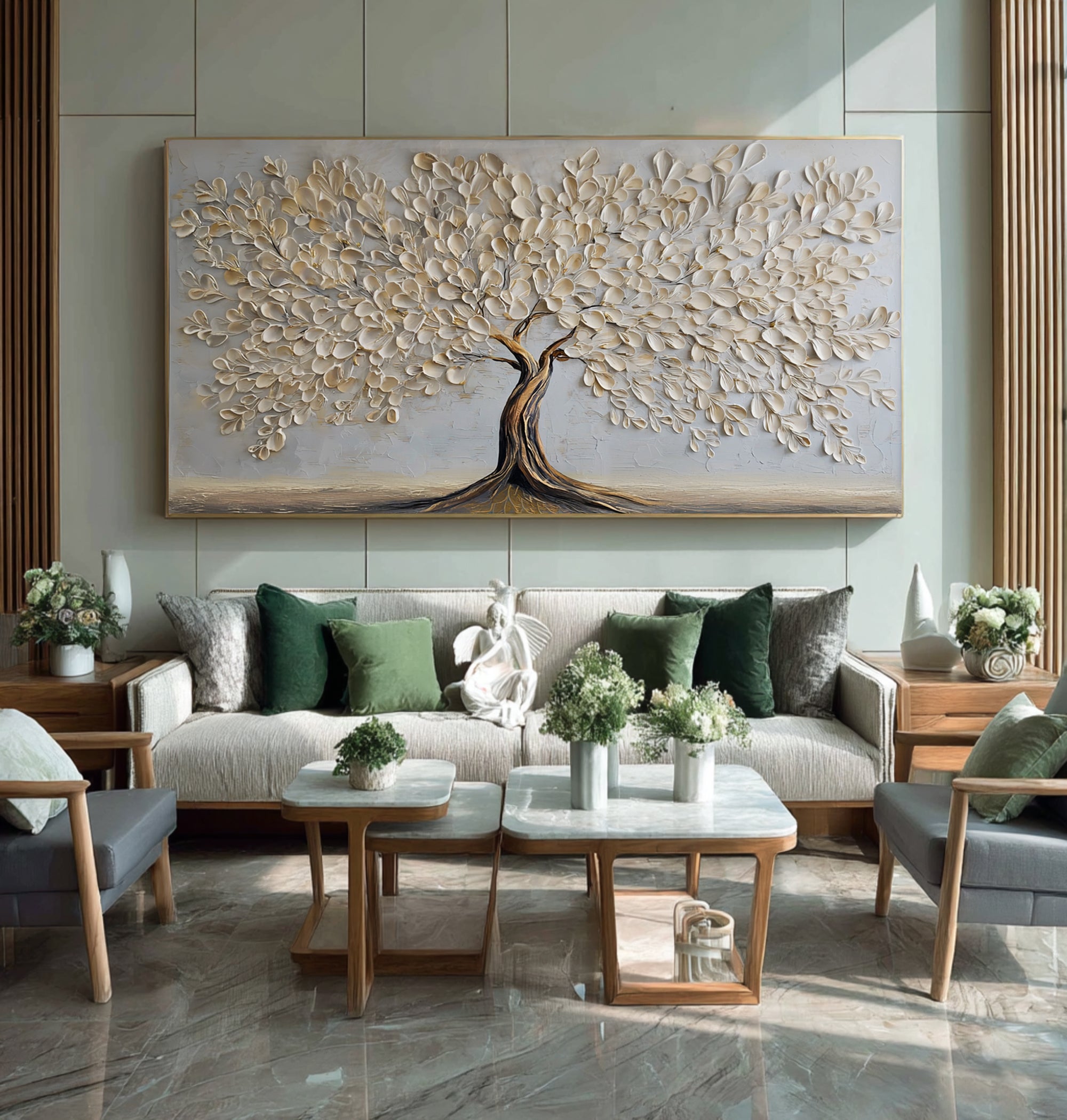 Elegant Textured Tree Painting - Ready to Hang Canvas Art #AG 067
