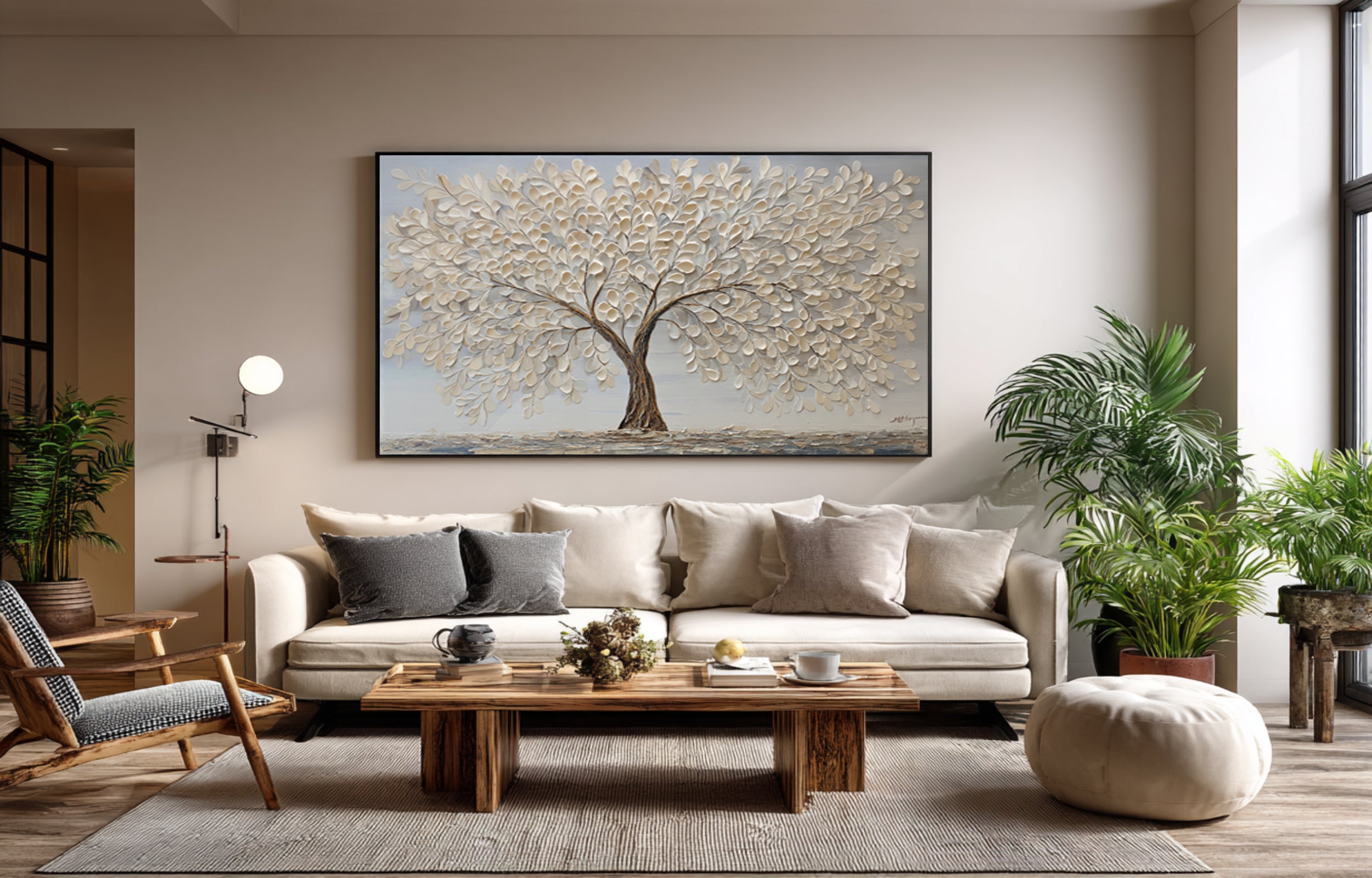 Large Abstract Tree Canvas - Hand-Crafted 3D Art #AG 068