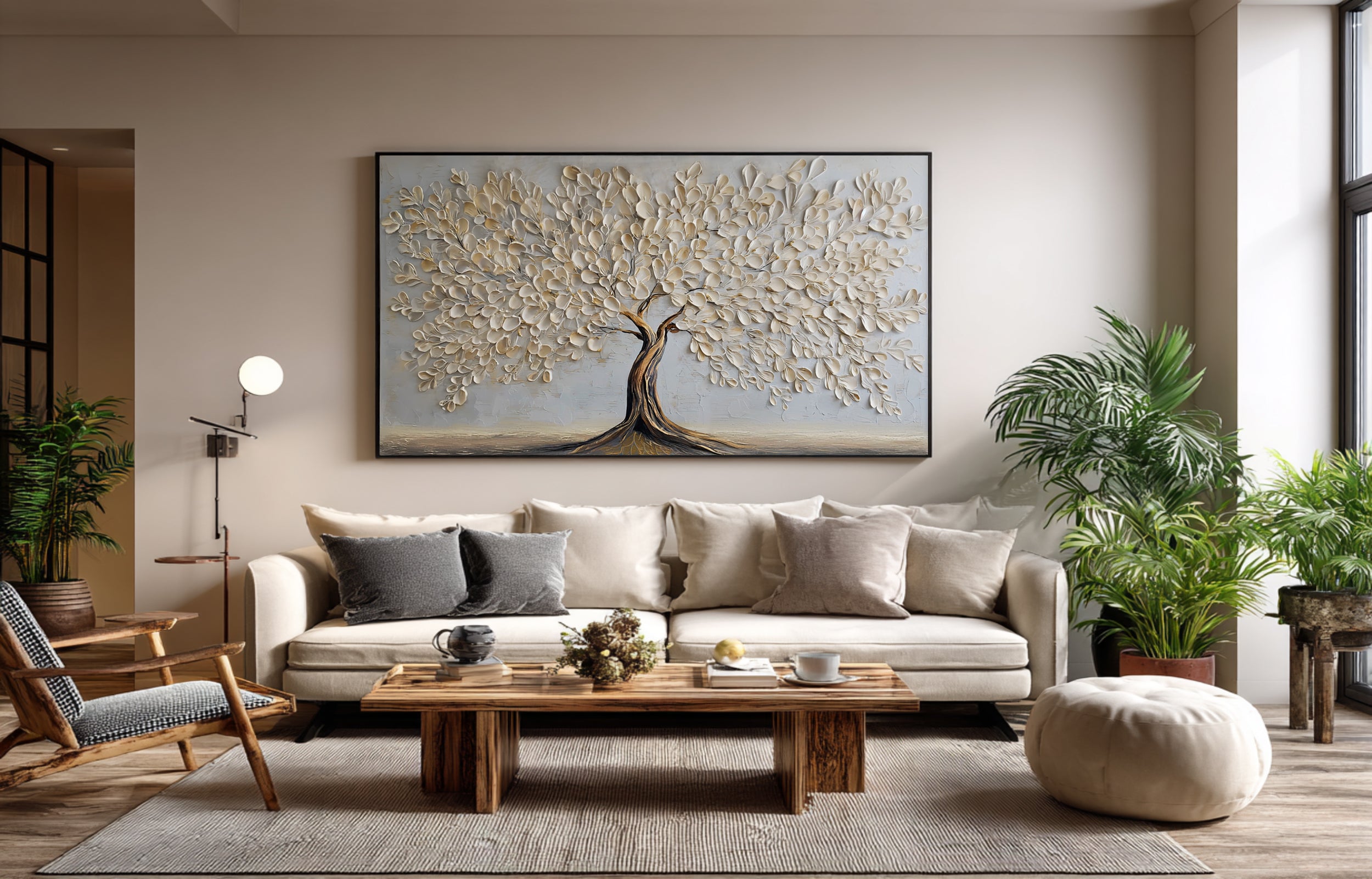 Elegant Textured Tree Painting - Ready to Hang Canvas Art #AG 067