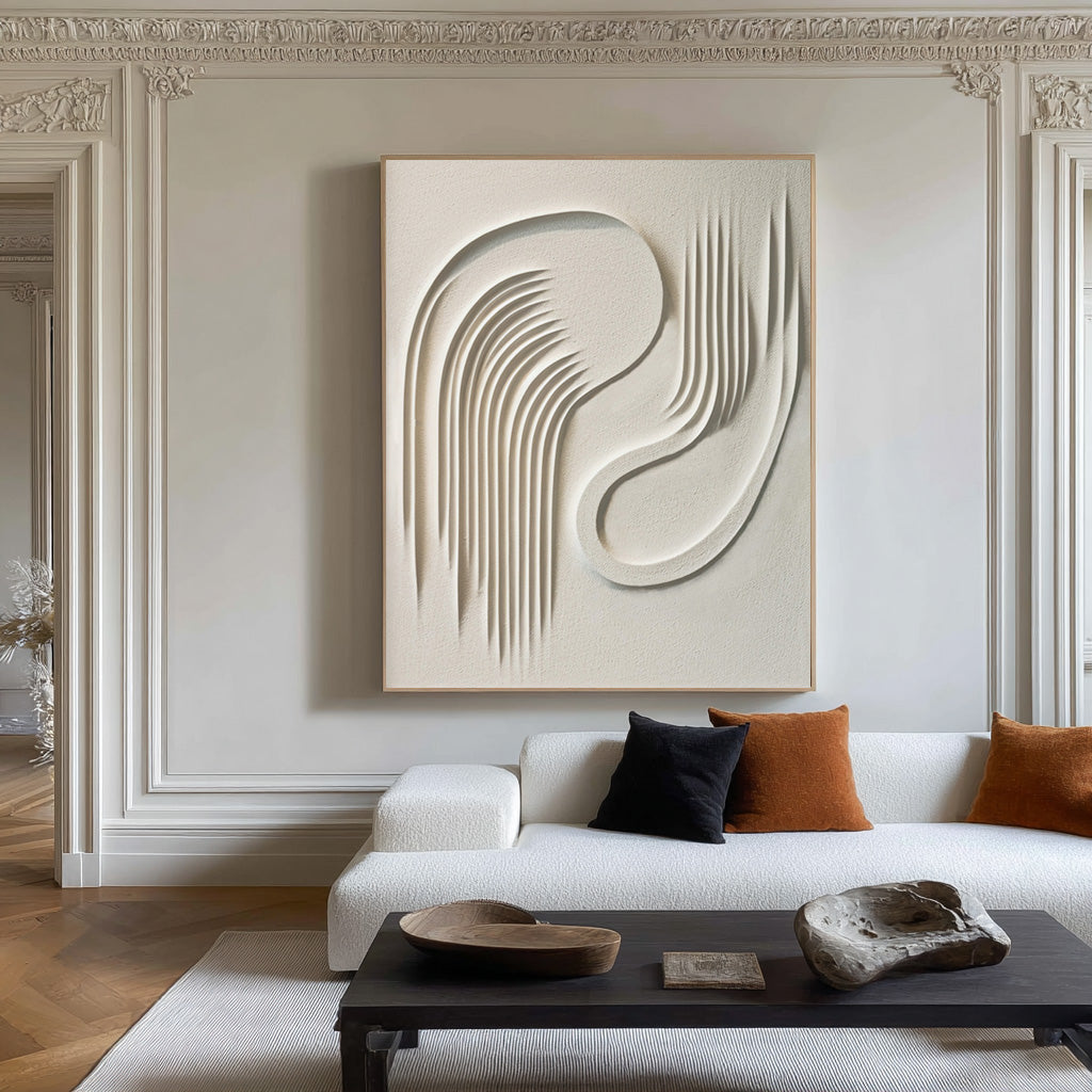 Minimalist Modern Art 3D White Monochromatic Design #AG 095