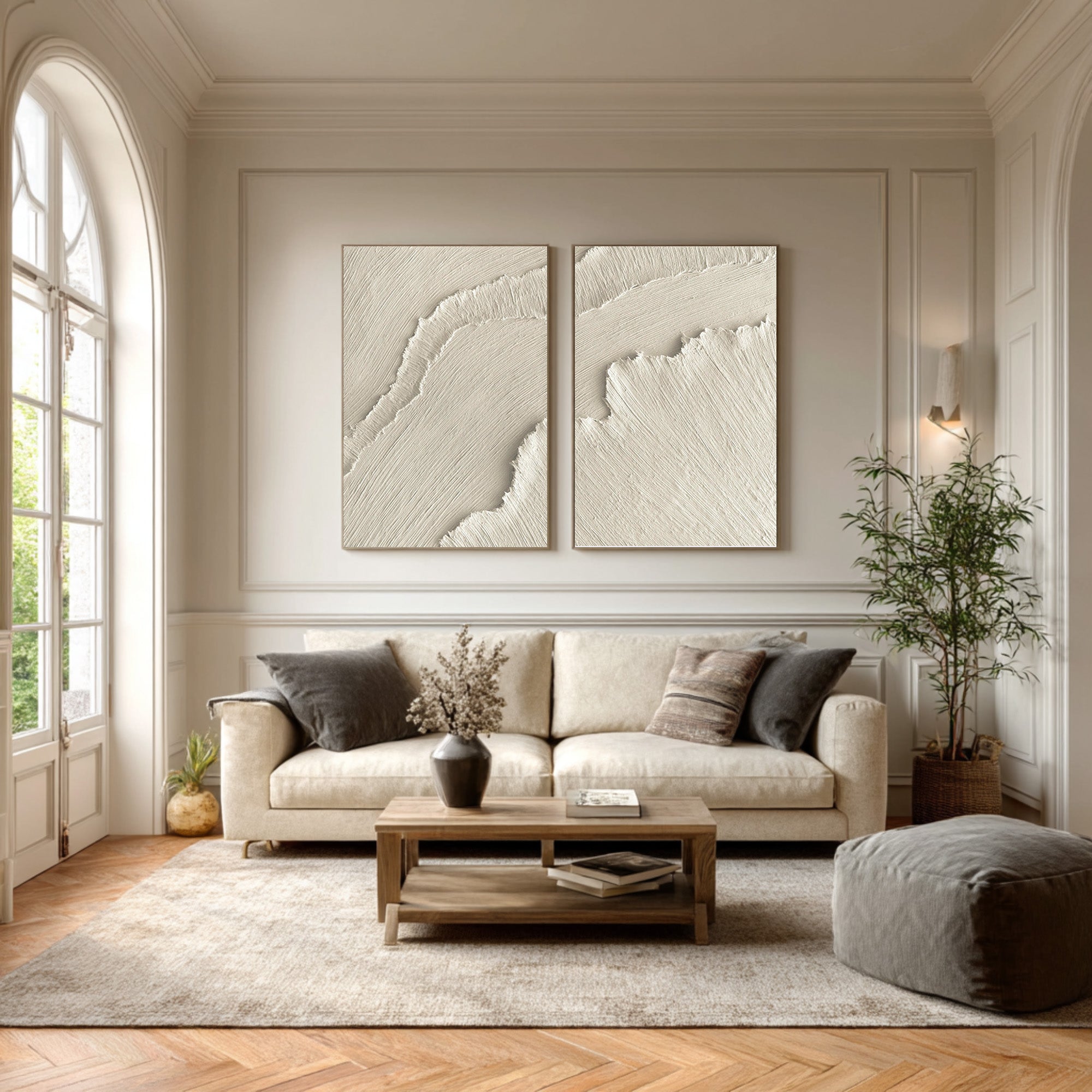 Modern Abstract Canvas Wall Decor Neutral Tones #AG 076