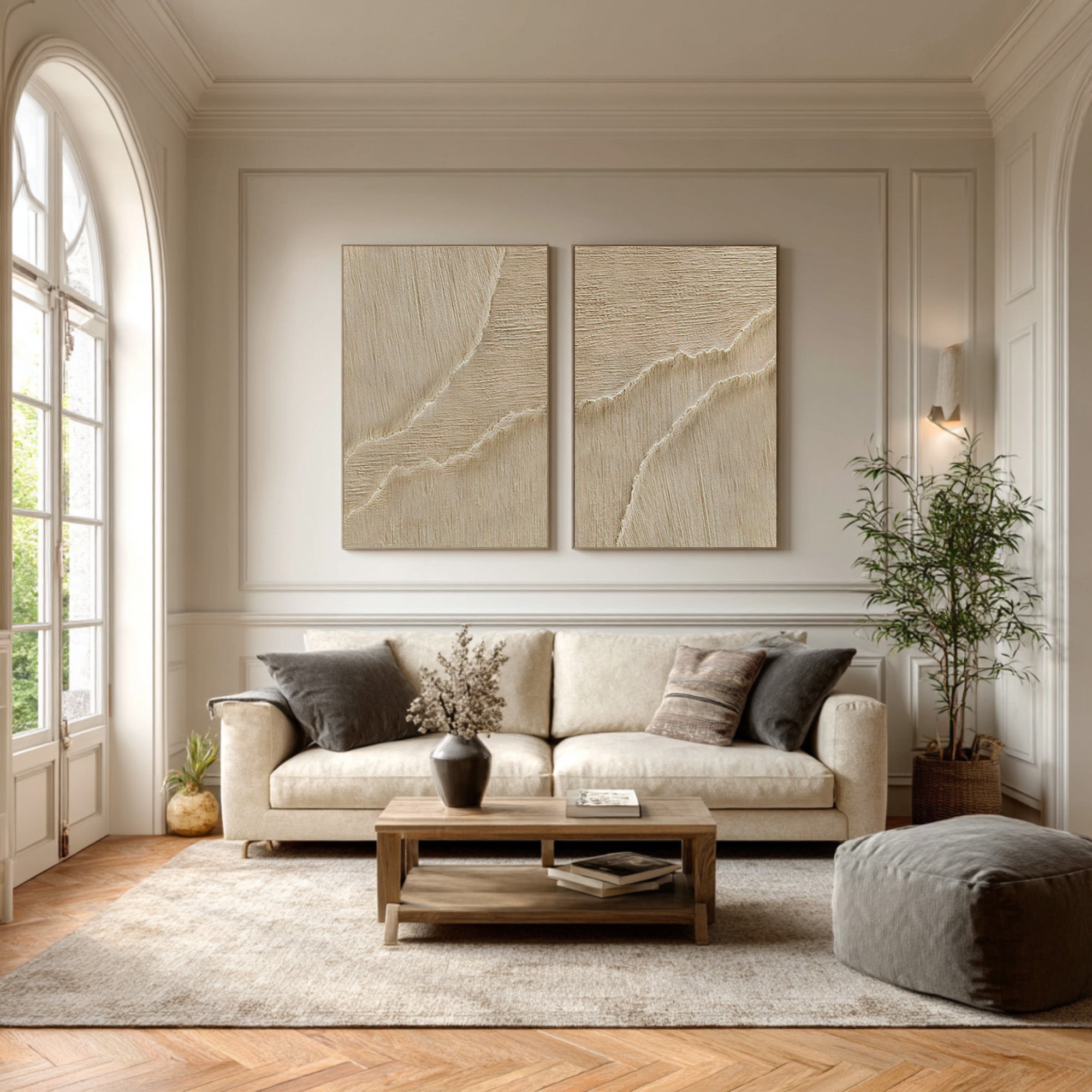 Textured Earth Tone Abstract Diptych #AG 074