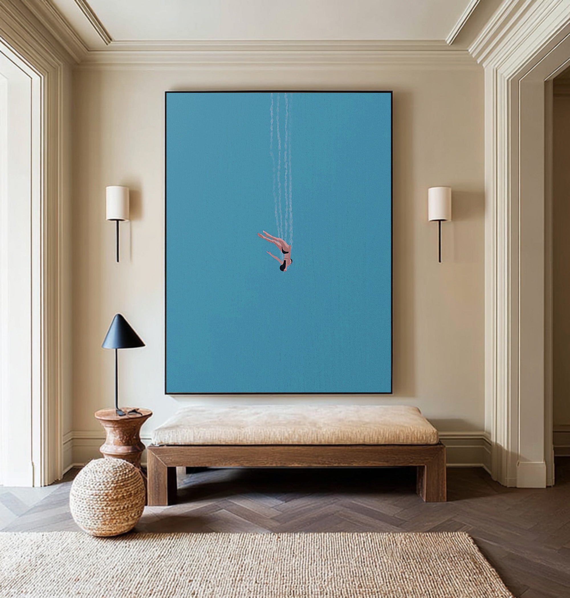 Abstract Swimmer Art Minimalist Coastal Wall Decor #AG 097