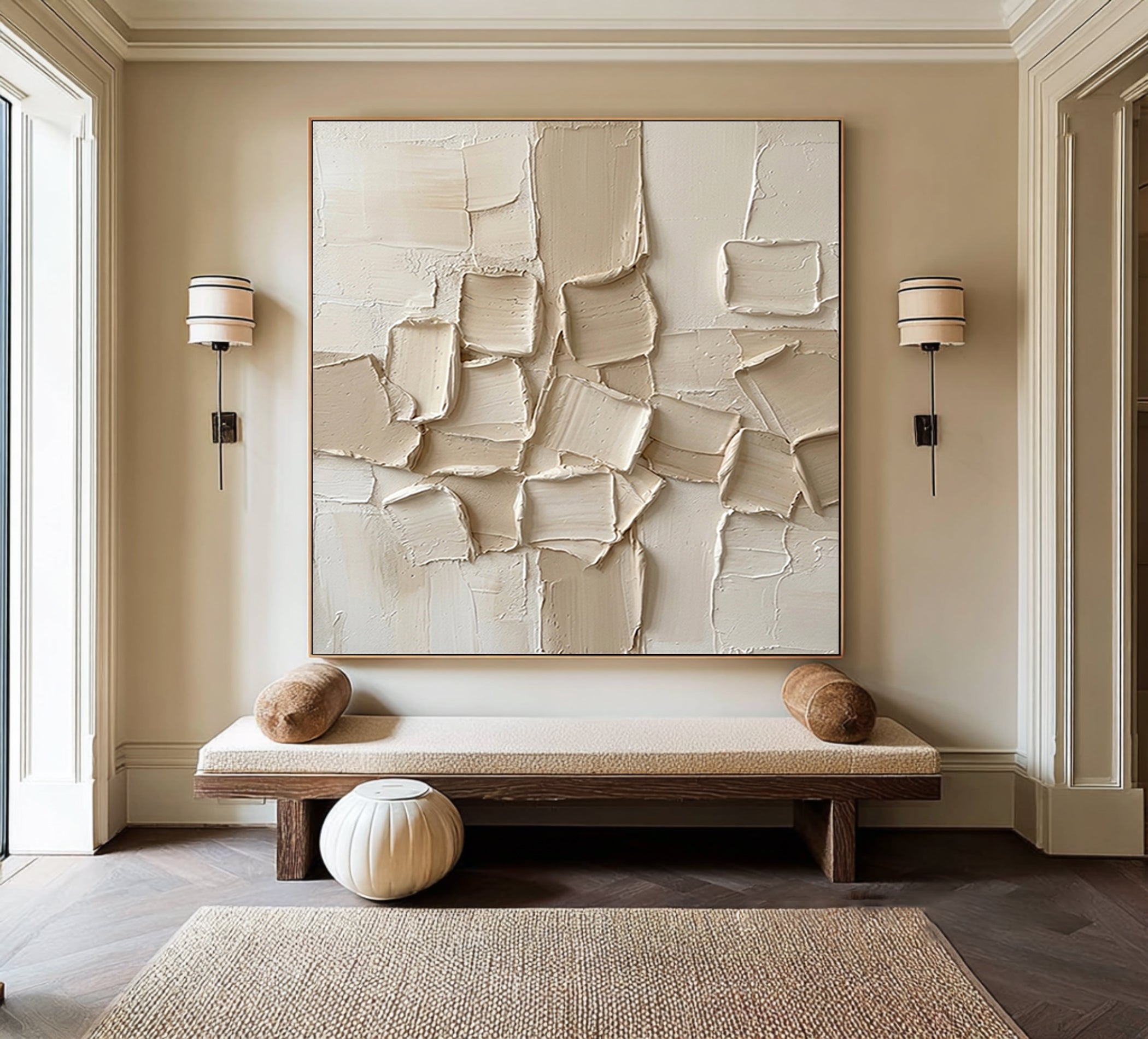 Large Contemporary Textured Abstract Canvas Painting Neutral Wall Art