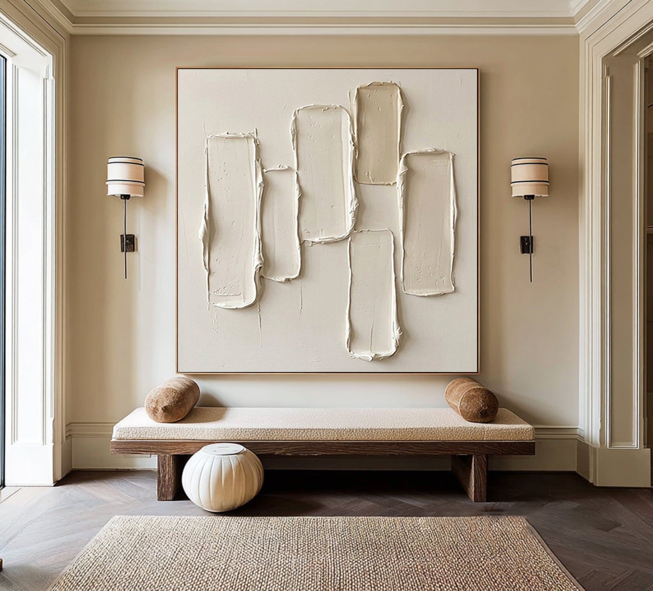Large Architectural Textured Wall Art Contemporary Minimalist Neutral Painting