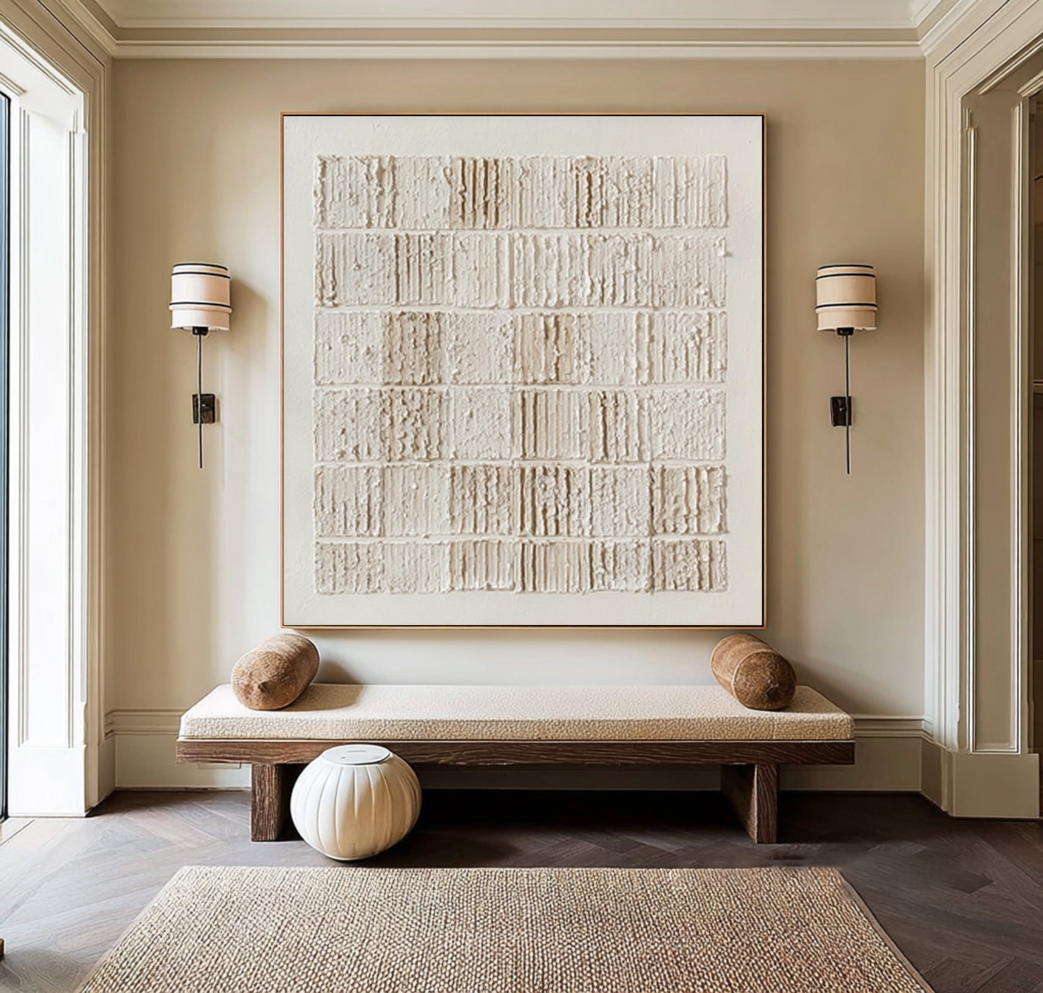 Large White Relief Painting - Minimalist Wall Decor #AG 057